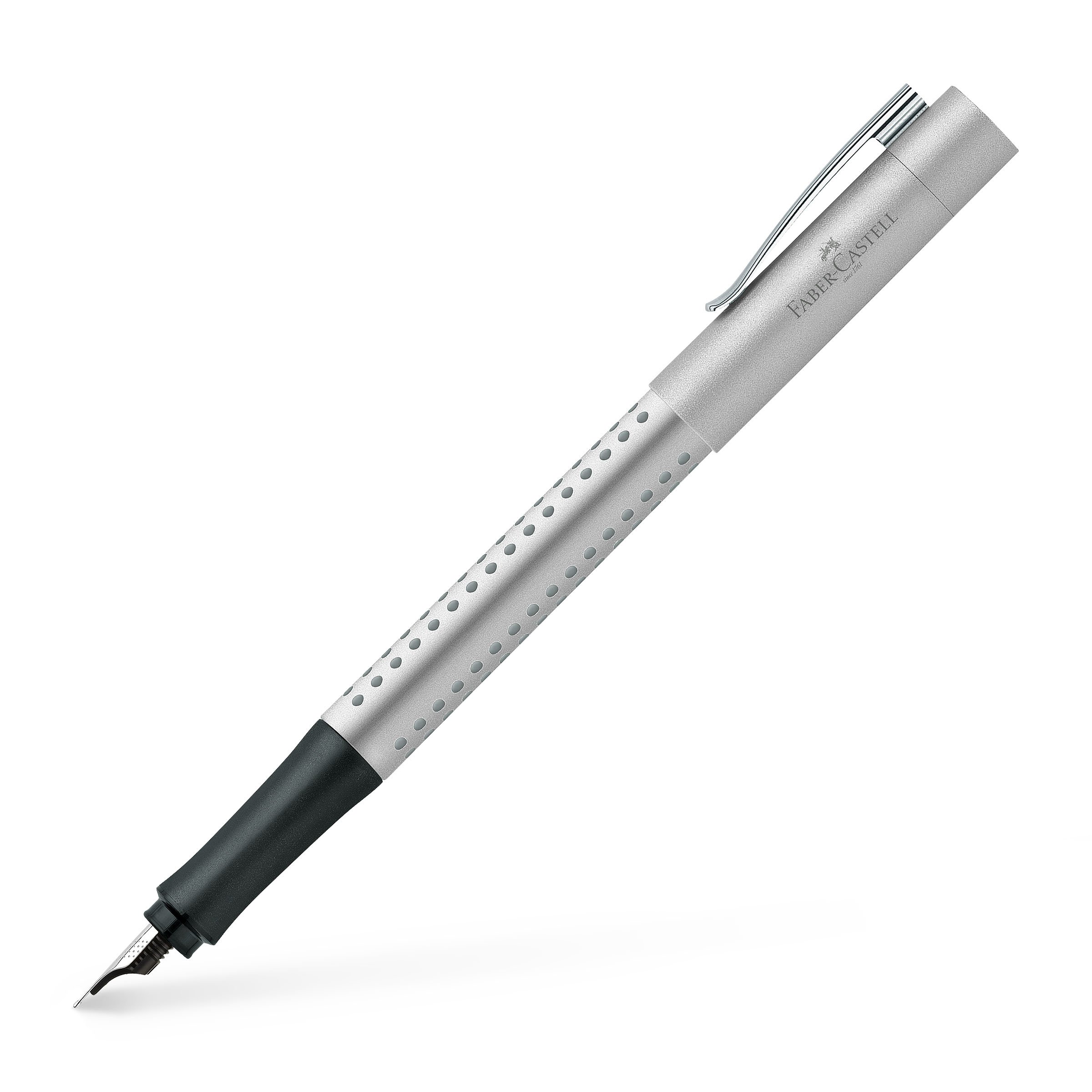 Faber-Castell Grip 2011 Fountain Pen, F Nib Silver Silver