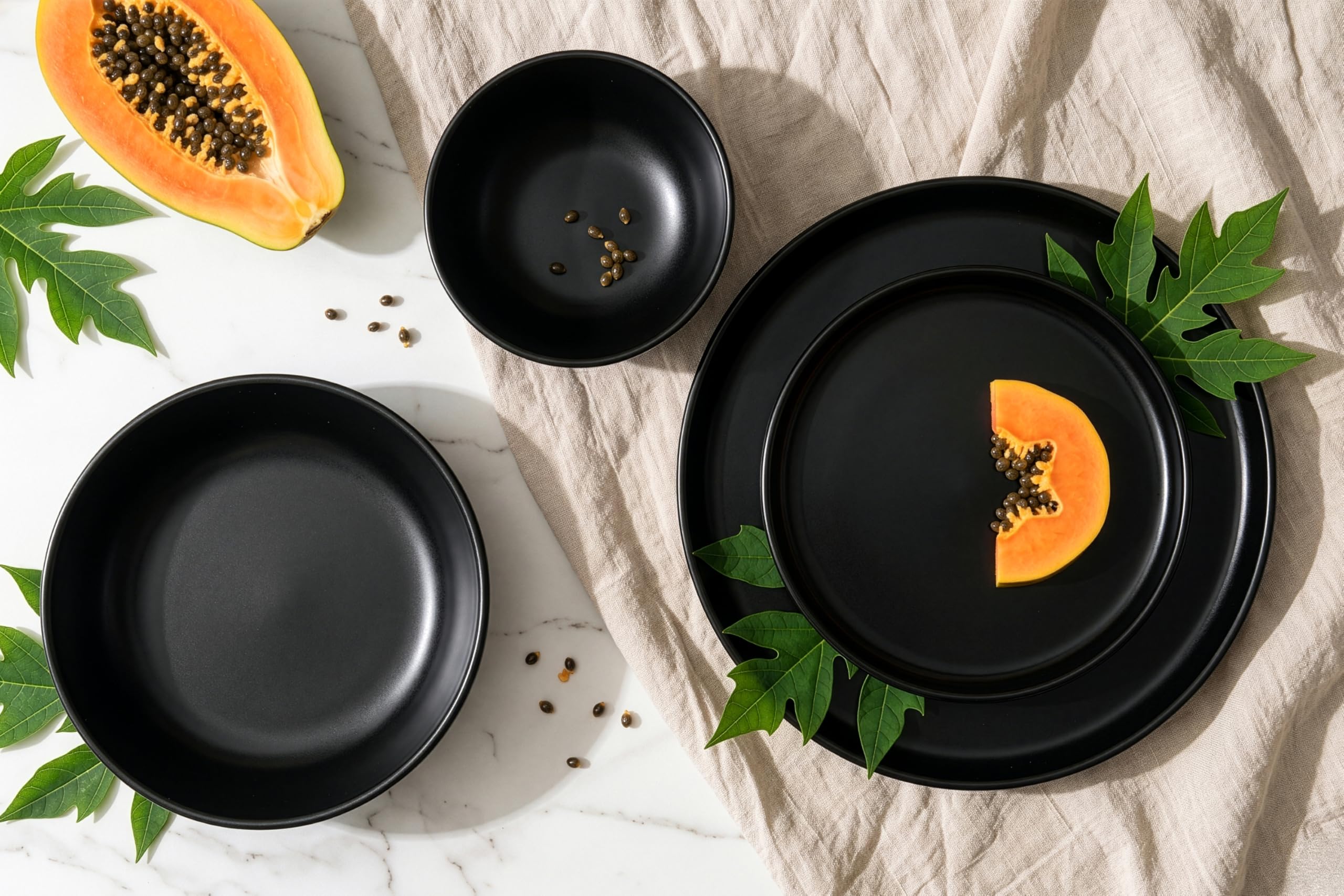 konsimo. VICTO Assiette Creuse pour 6 Personnes - Service de Table 6 Personnes - Passe au Lave-vaisselle Micro-ondes - Service Vaisselle - Assiettes Creuses - Vaisselle - 18,5 cm - Nero