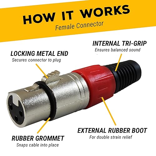 Miniatura 4 de GLS Audio Cables de conexión de cable de micrófono de 12 pies XLR macho a XLR hembra cable de serpiente Mike equilibrado de 12 pies individual