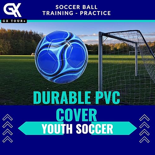 Miniatura 4 de Balón de fútbol, tamaño 5, cubierta duradera, entrenamientopartido. Colores brillantes azulnegro. Alta visibilidad.