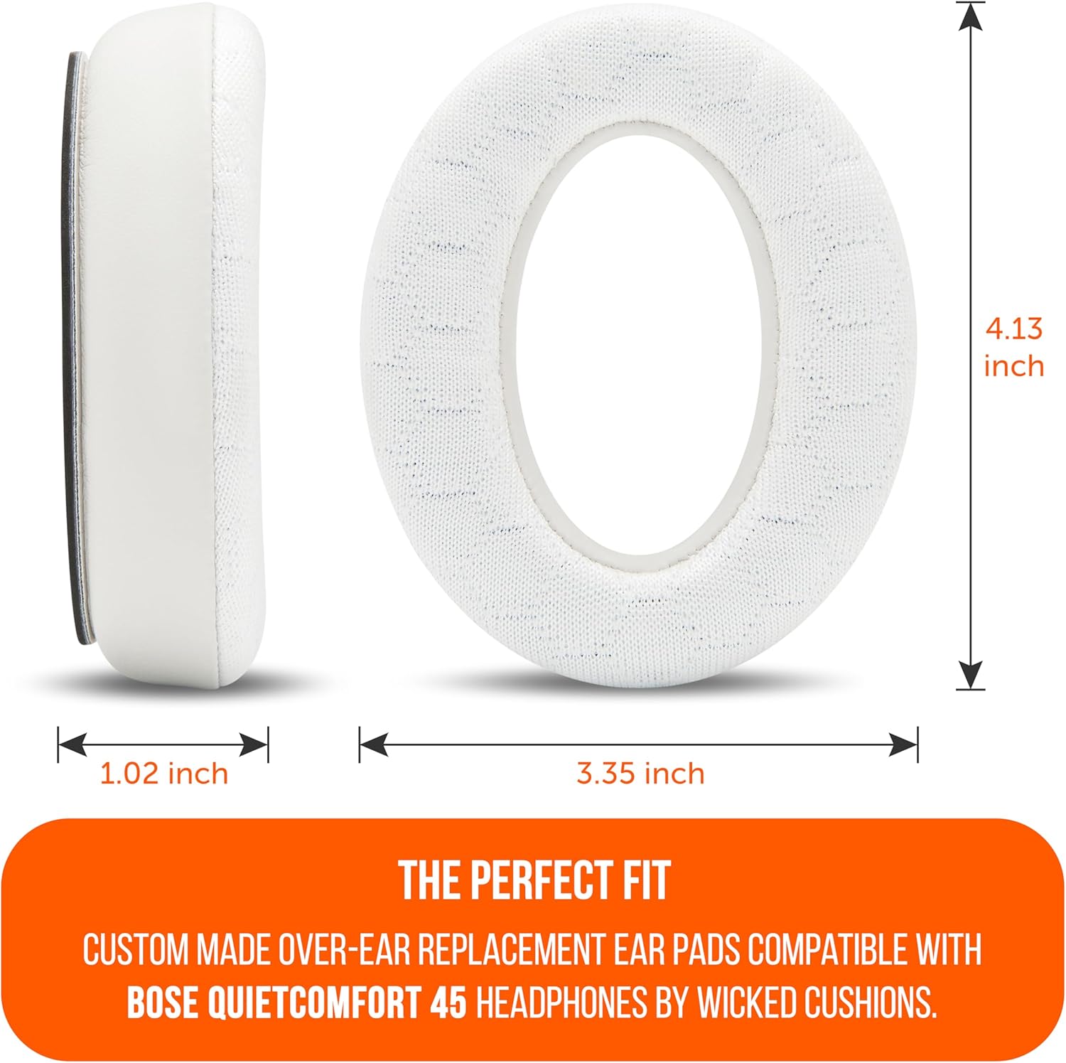 WC Freeze V2 QC45 – Cooling Gel Earpads Compatible with Bose QuietComfort 45, QuietComfort SE & QC Wireless (2023) by Wicked Cushions | Freeze V2 Cooling Fabric, Extreme Comfort | White