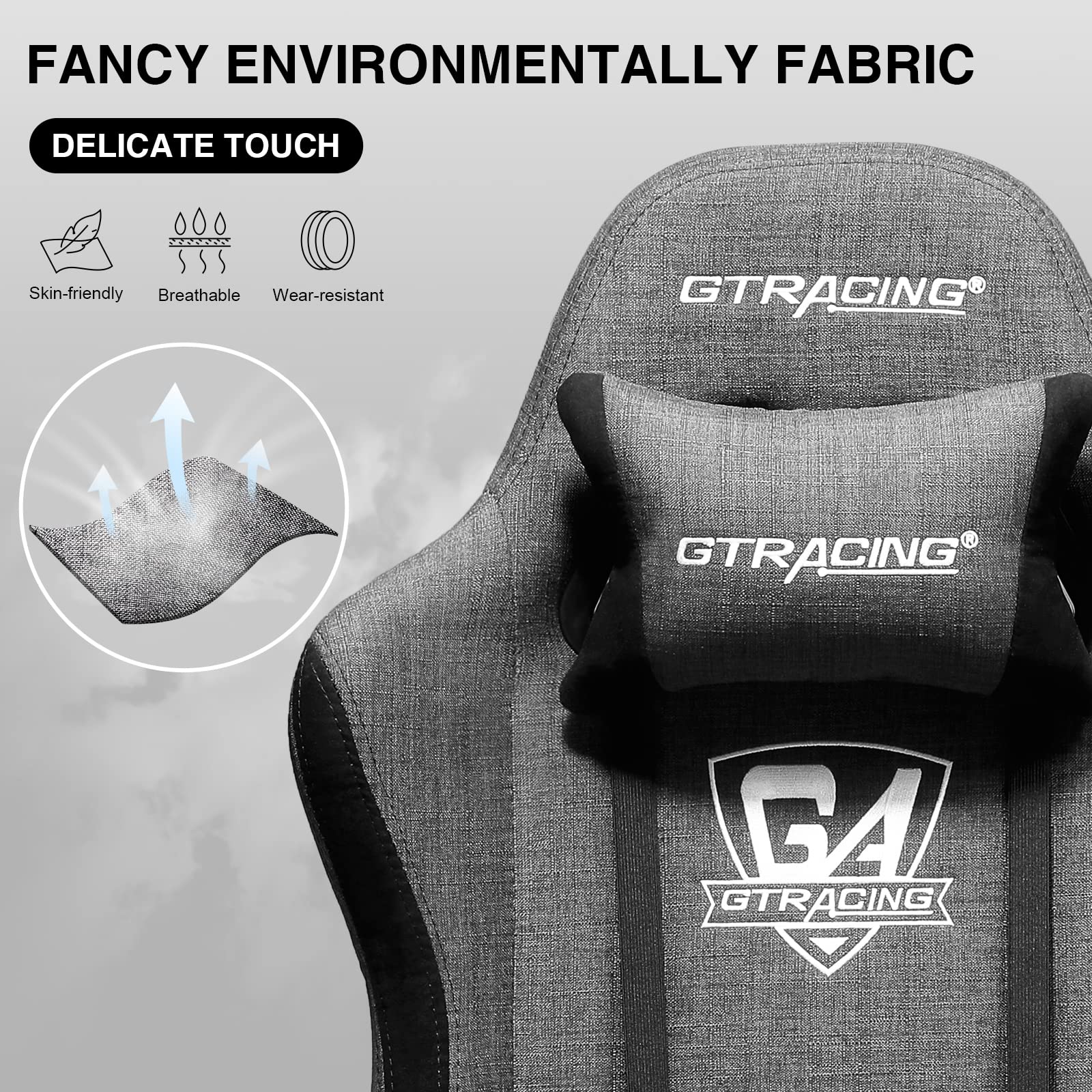 GTRACING Gaming Chair, Fabric Computer Chair, High Back Ergonomic