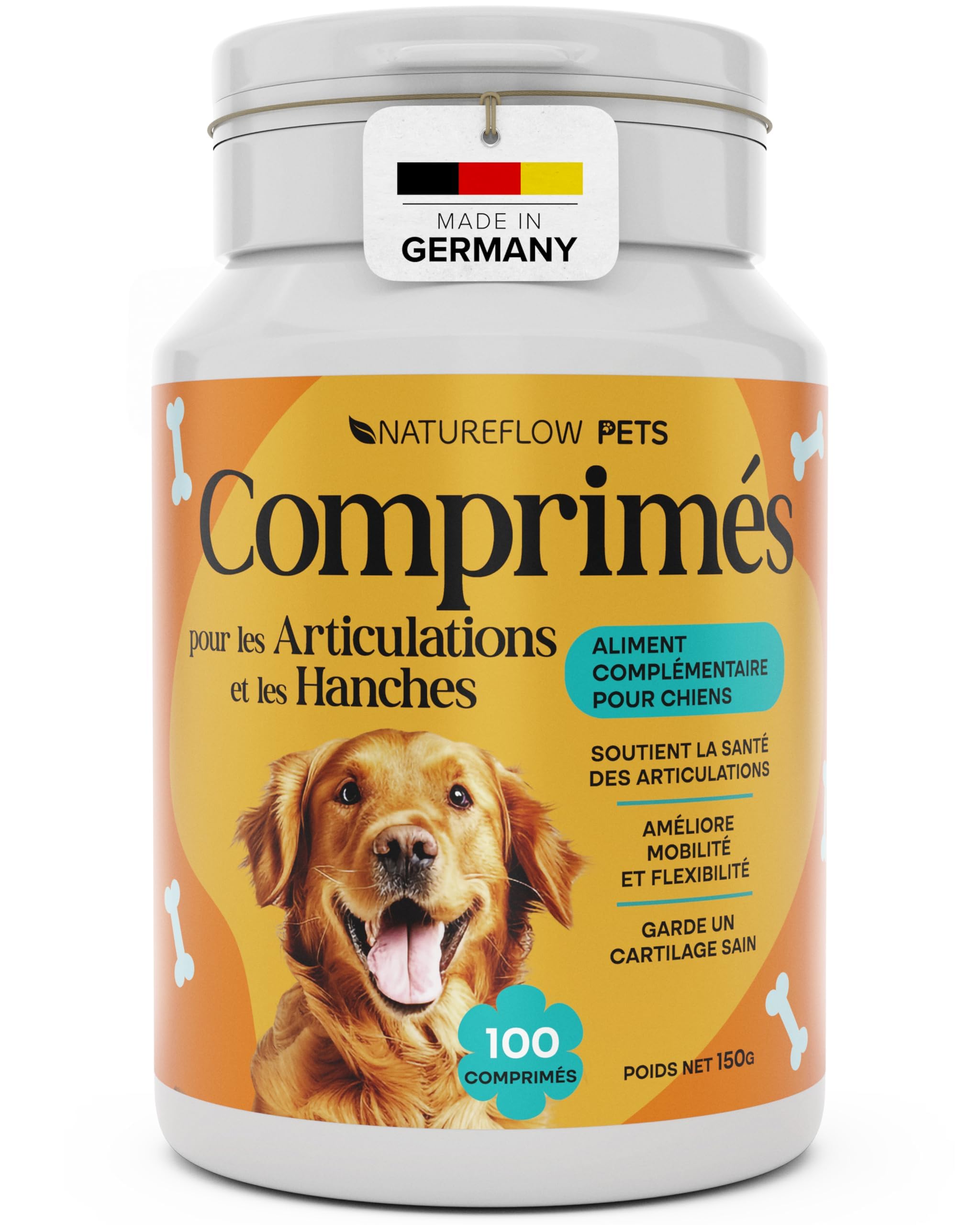 Comprimés Anti Arthrose Chien Senior & Sport | Articulations, Mobilité – Moule Verte, Harpagophytum, Glucosamine, Chondroïtine, MSM – 100 Comprimés Sécables (6 Mois <20 kg) [172 Z]