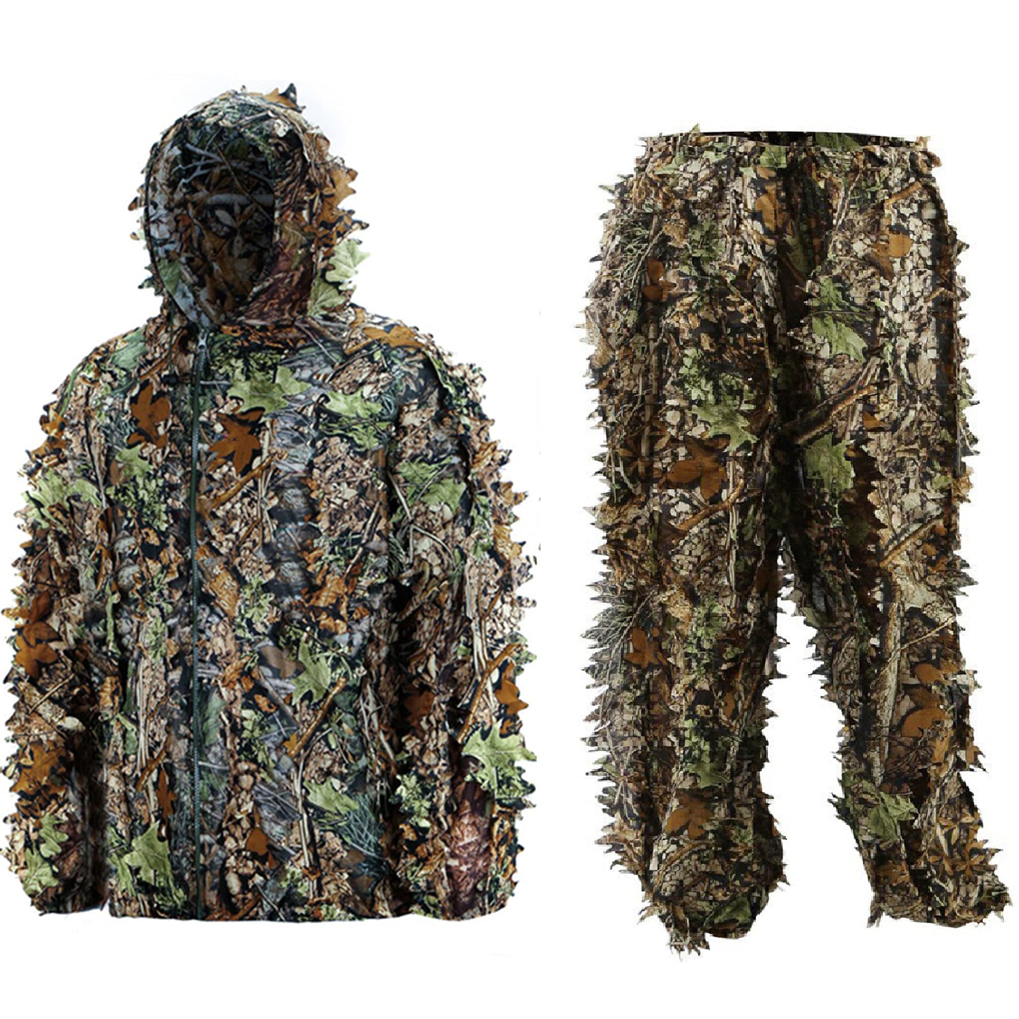 Mens 3D Lightweight Hooded Camouflage Ghillie Breathable Hunting Suit