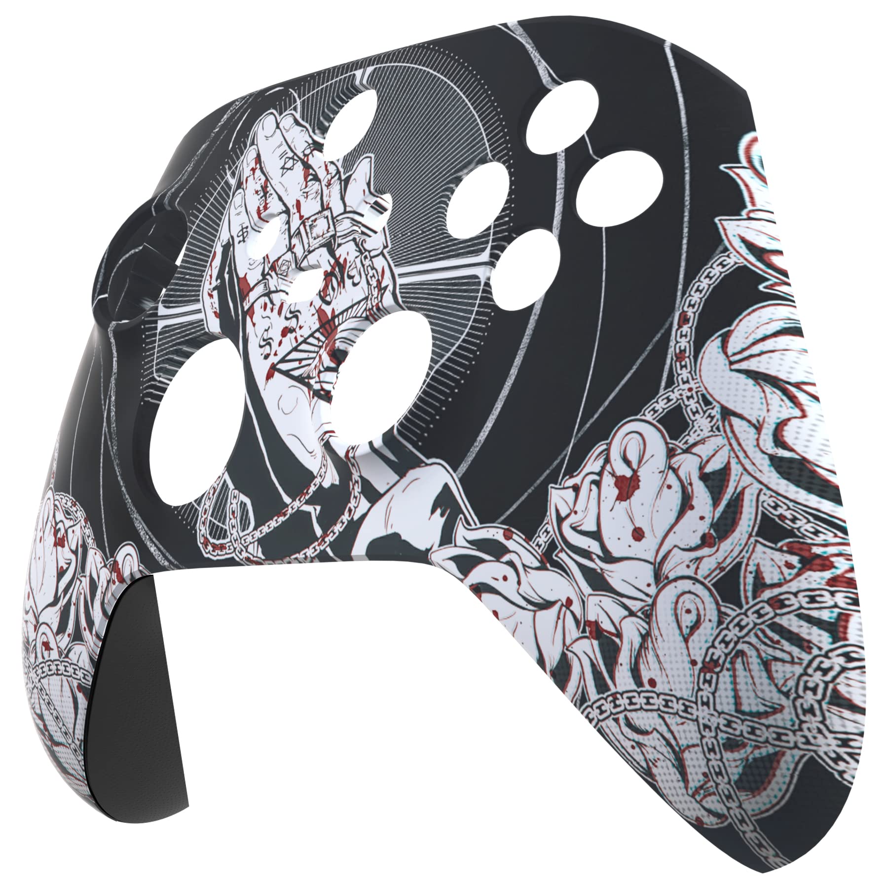 eXtremeRate Custodia Cover per Xbox Series X S Controller Joystick,Scocca Copertura Frontale Shell Ricambio per Xbox Core Controller Wireless Model 1914-Redenzione Senza Perdono