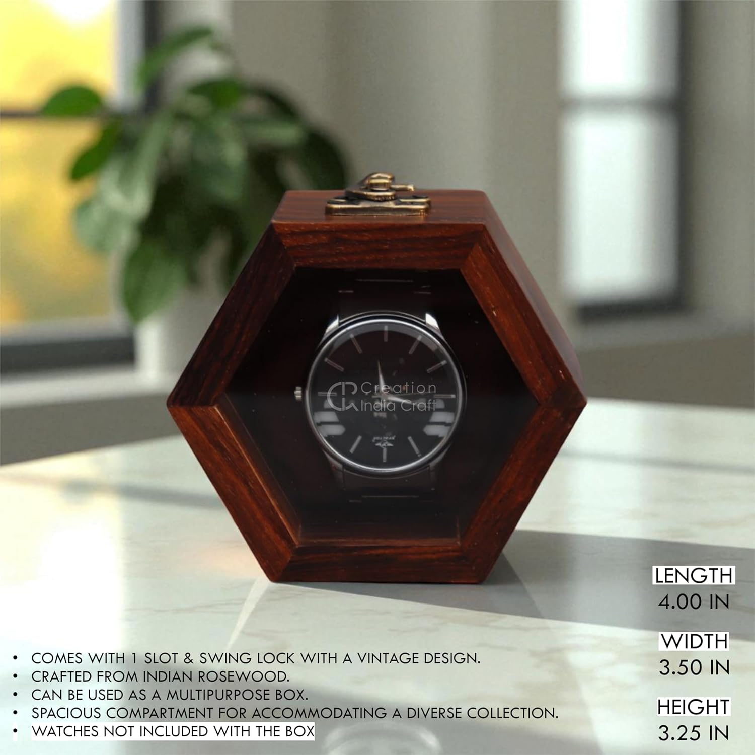 Vintage Wooden Watch Box for Men, Timepiece Display Case, Honeycomb Watch Storage & Organizer, Jewlery Box for Women, Gift For Husband