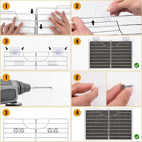 Miniatura 5 de YeeBeny Soporte para manteles individuales, archivo de pared de bolsillo individual  Acero  Organizador de cocina, soporte para manteles
