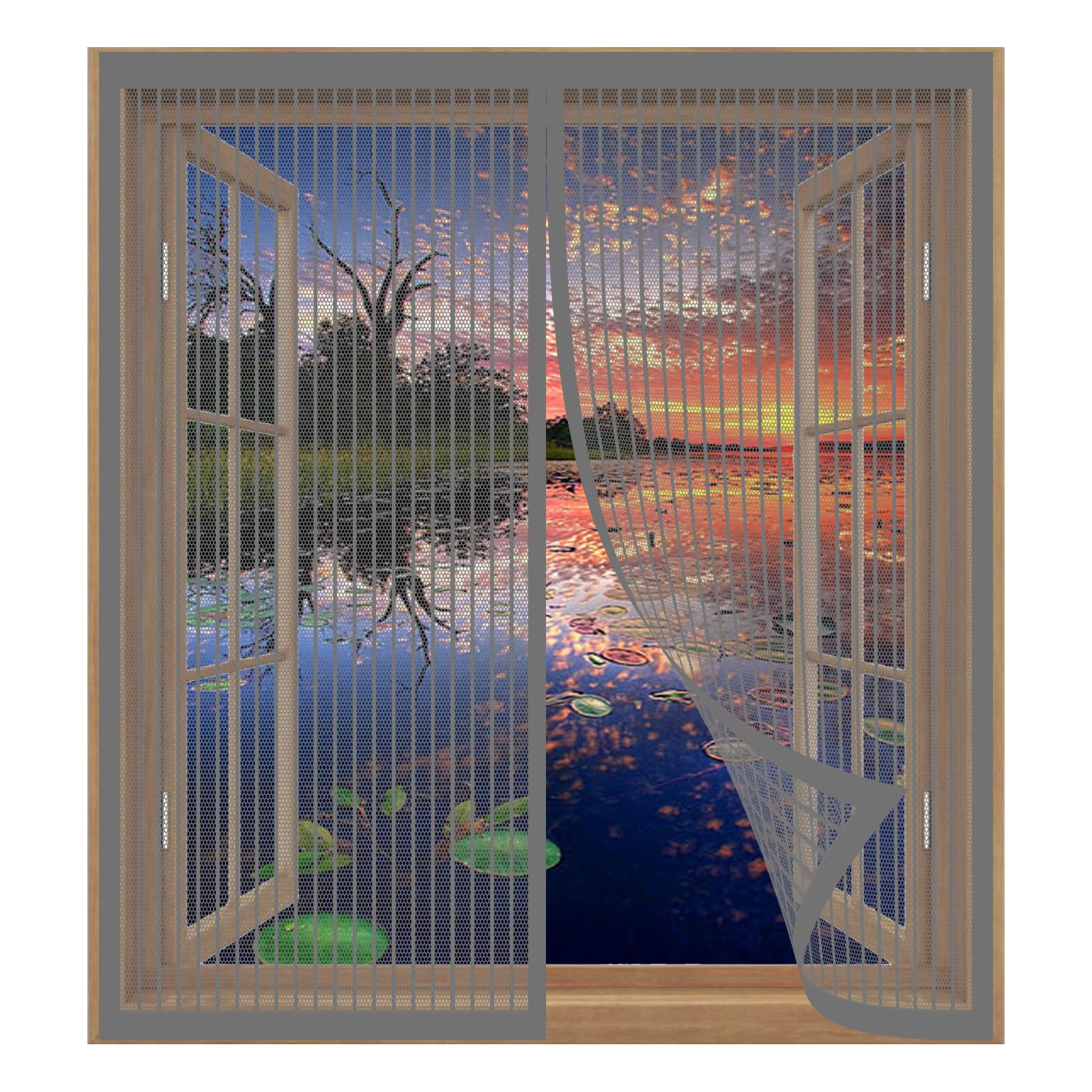 Yuanwan Grey Mosquito Net Window Fly Screen 79 X 130 Cm Easy Installation No Drilling Or Screwing Anti Mosquito Mesh Curtain For Windows Nets To Keep Bugs Out,