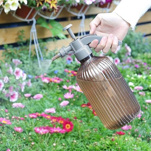 Miniatura 10 de T4U Botella pulverizadora de niebla fina de plástico, color gris, 2 L, pulverizador de planta a presión de mano con bomba superior, regadera con