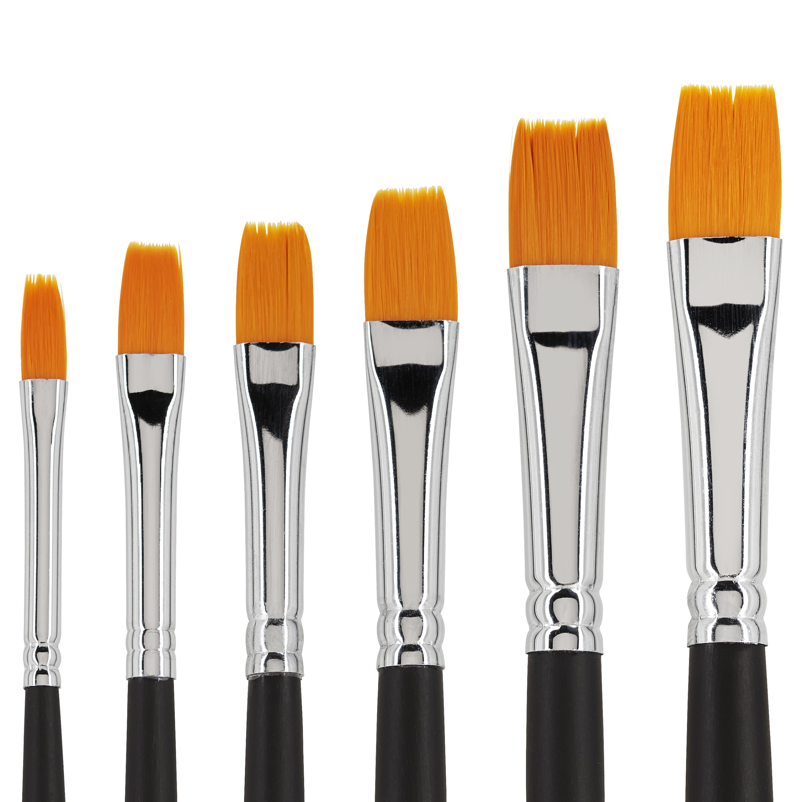 Set De 6 Pinceles Planos Belle Vous - Mangos De Madera, Cerdas Sintéticas, Anchos 25/35/50 Mm, Para Pintura Y Bricolaje