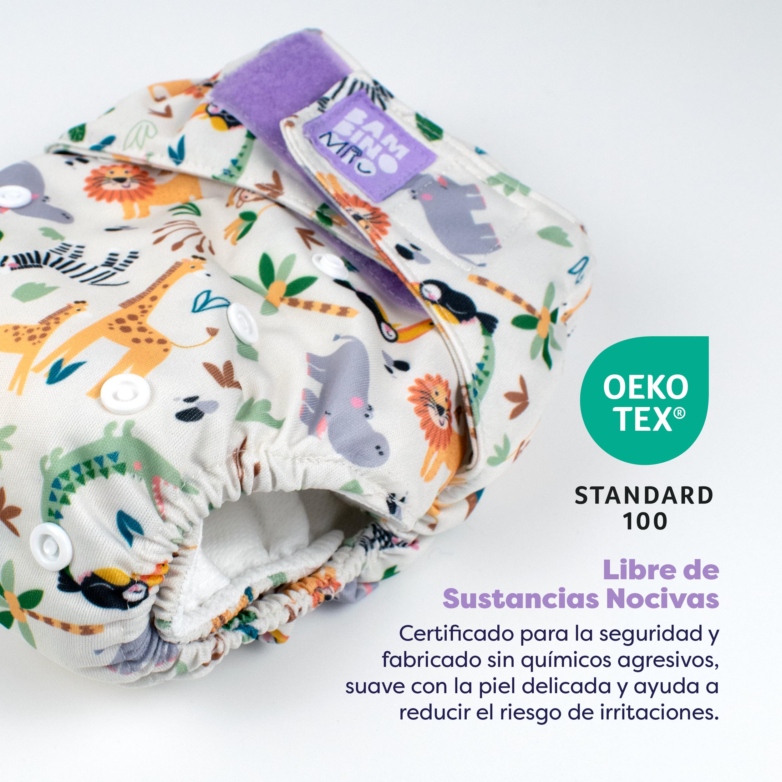 Bambino Mio, paquete de 3 pañales reutilizables revolucionarios (VIDA SALVAJE) - pañales de tela lavables desde el nacimiento hasta el control de esfínteres | certificación OEKO-TEX