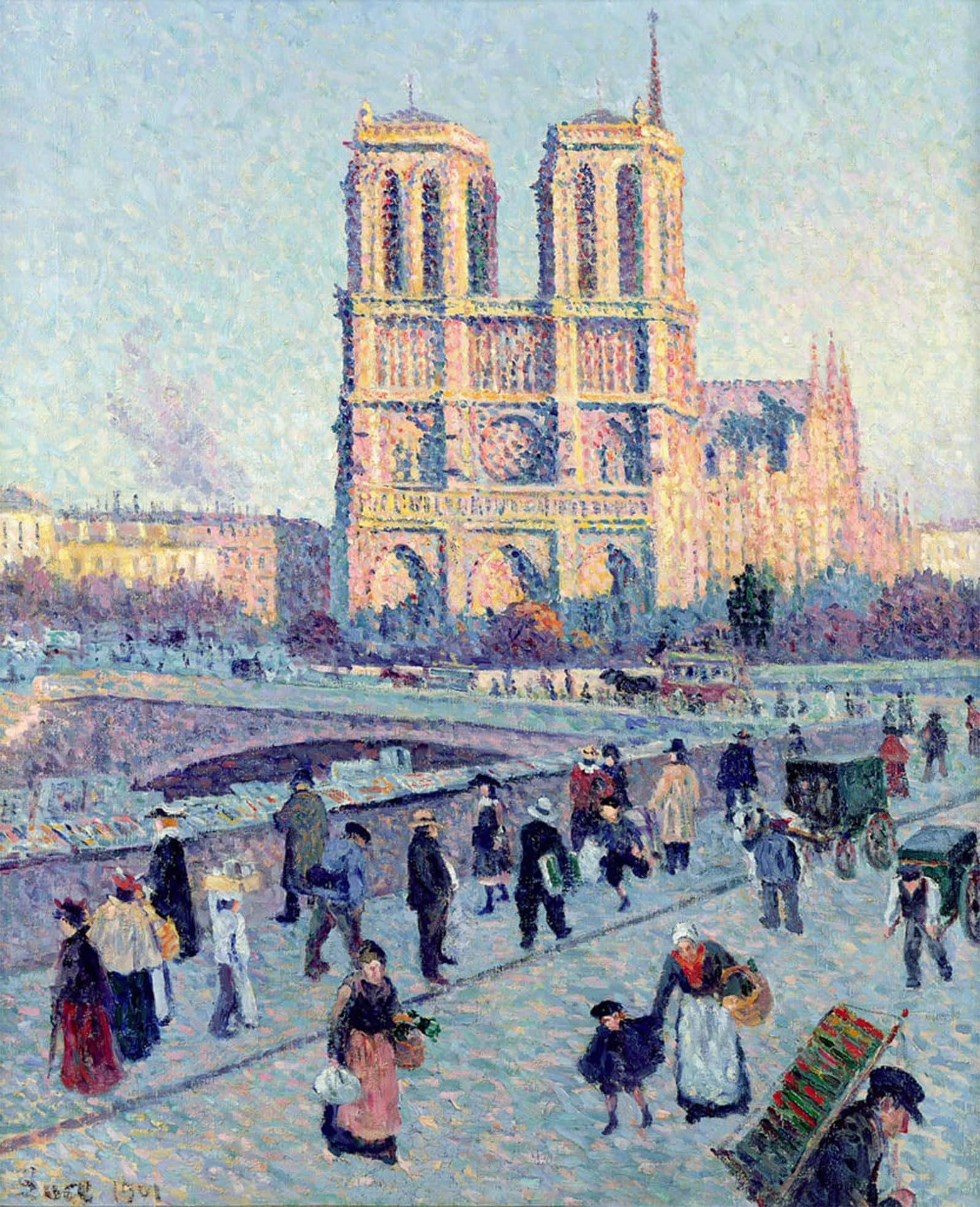 Artxlxxbn No Frame Famous Prints Artwork Pictures Poster Painting Art The Quai St Michel And Notre Dame By Maximilien Luce Artwork Landscape Pictures For Home Decor 60X90cm