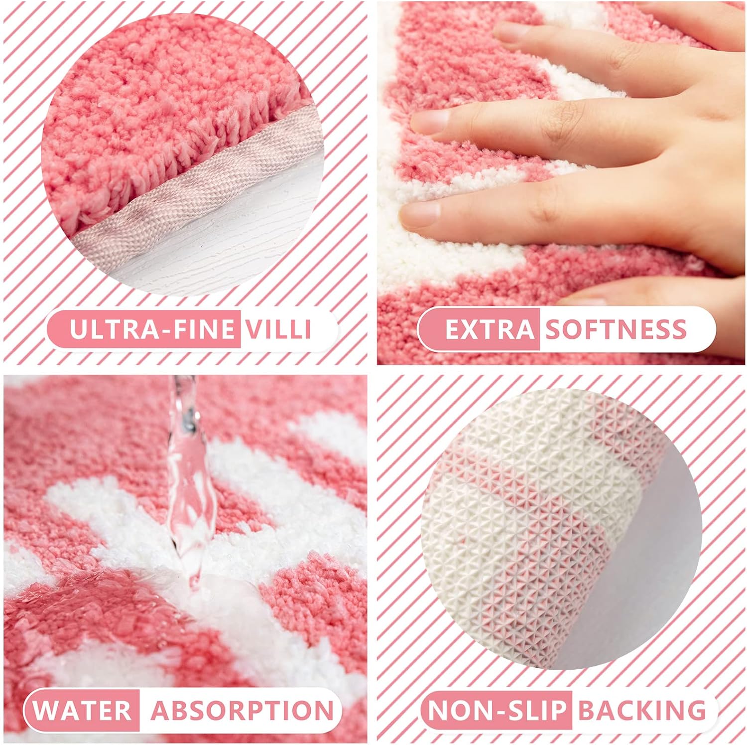 RORA Bathroom Rugs Funny Cute Chill Pill Bath Mat Small Pink Bath Mat Bathroom Decor Aesthetic Bath Rugs Non Slip Washable Water Absorbent
