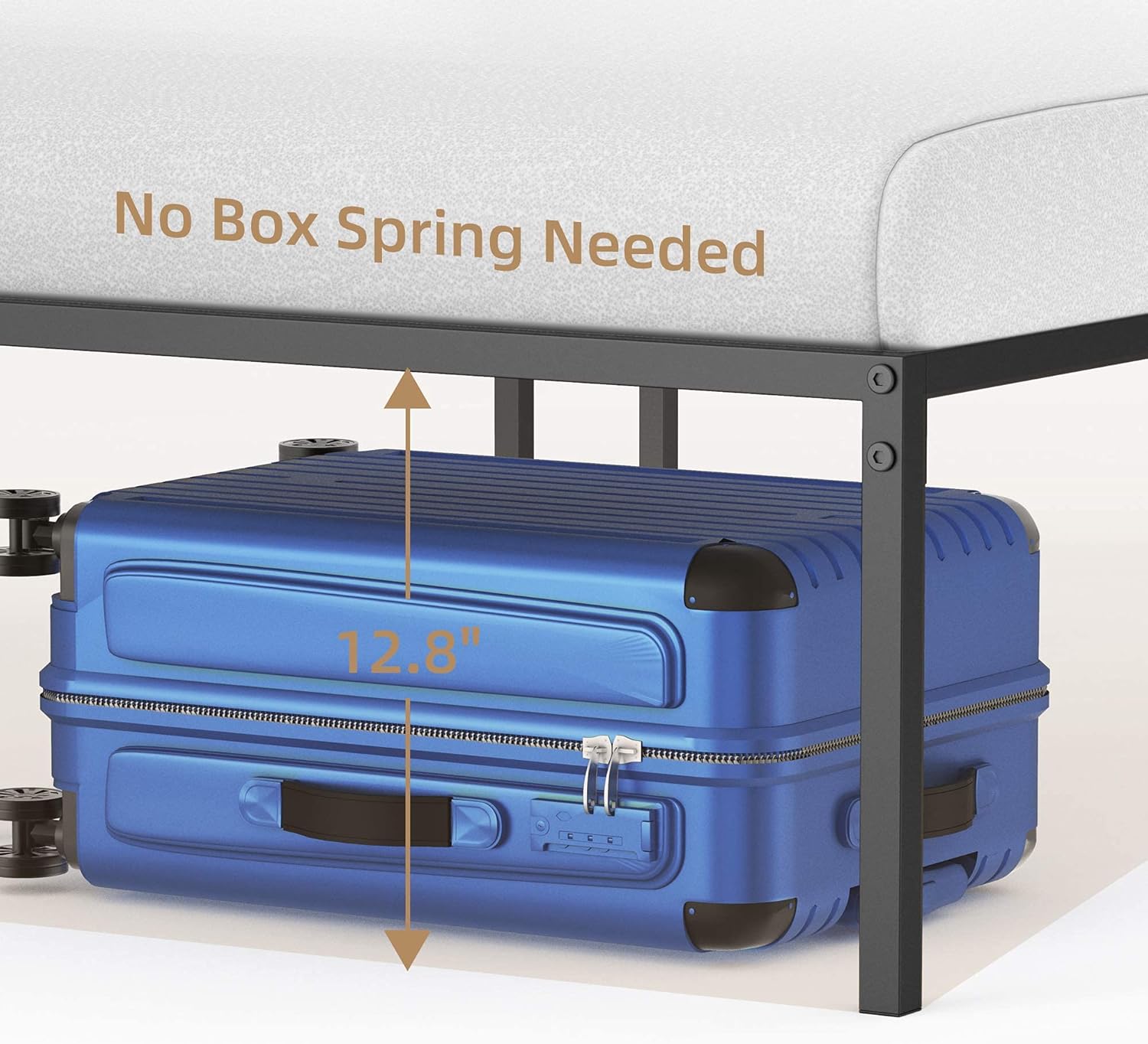 Full Metal Platform Bed Frame with Sturdy Steel Bed Slats,Mattress Foundation No Box Spring Needed Large Storage Space Easy to Assemble Non-Shaking and Non-Noise Black (Full)