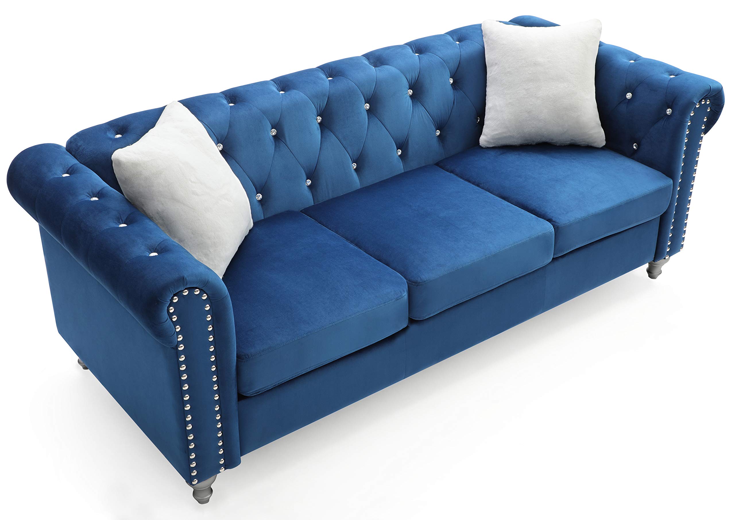 Glory Furniture Raisa , Navy Blue Sofa, 3 Seater