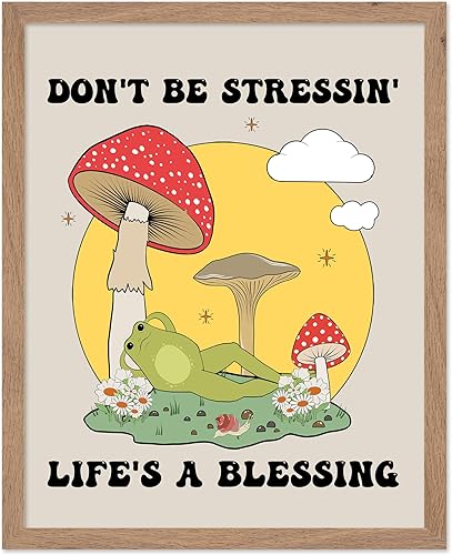 Miniatura 58 de Poster Master Póster con texto en inglés «You Are Exactly Where You Need To Be», impresión retro de rana, arte musical, arte de hongos, arte de cita