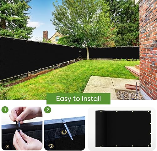 Miniatura 7 de Amagenix Rejilla para valla de privacidad verde oscuro de 4 x 50 pies con ojales de latón, cubierta protectora de malla resistente para jardín al