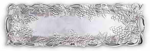 Arthur Court Designs Aluminum Metal Grape Pattern Oblong