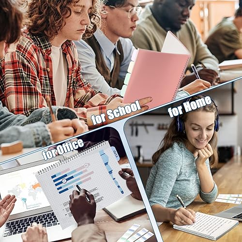 Miniatura 6 de Cuaderno de espiral, diario con rayas universitarias, paquete de 4 cuadernos de papel rayados A5, cuaderno de temas para escuela, trabajo, notas,