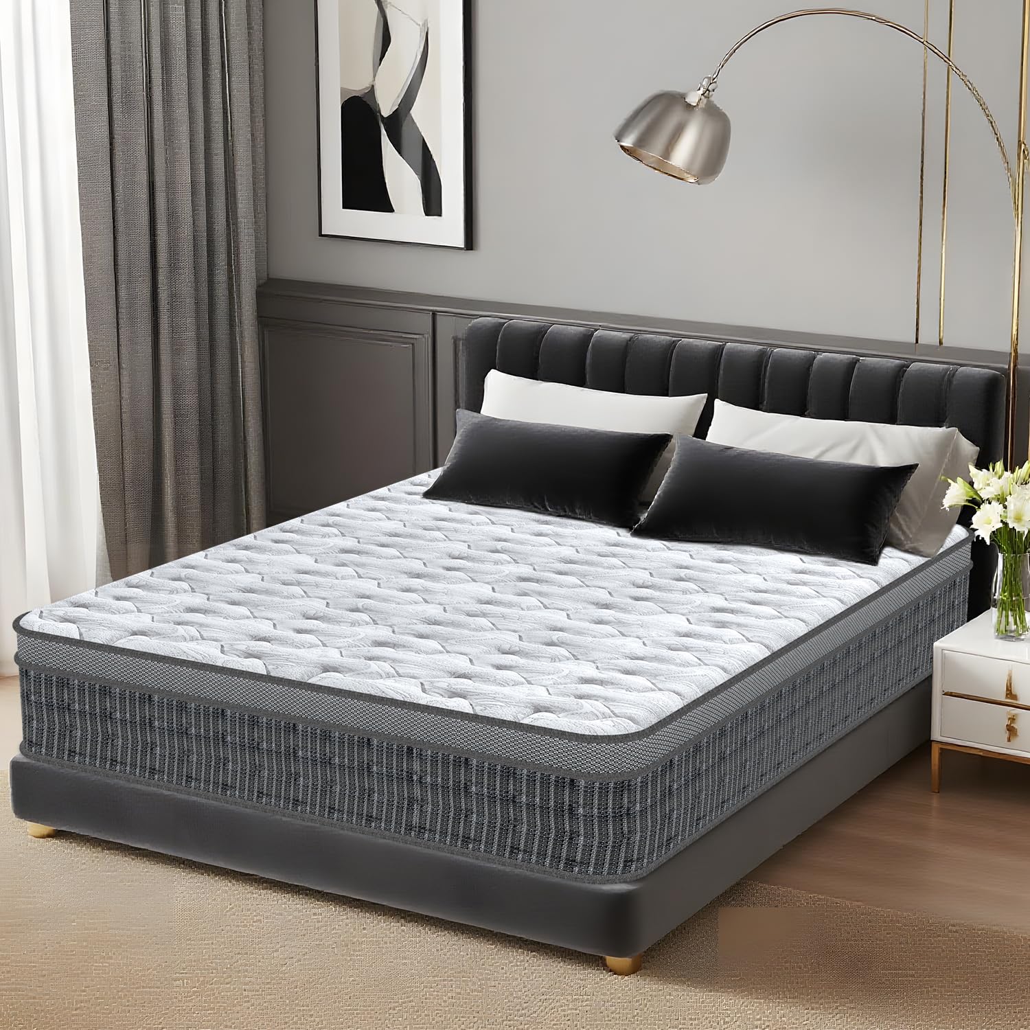 Colchón Viscoelástico 160 x 200, Altura 26 cm, Muelles Ensacados Individuales con Espuma Viscoelástica, Alta Densidad, Transpirable e Hipoalergénico, Bordes Reforzados, Ortopédico, Envío en Caja