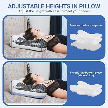 Elviros CPAP Pillow for Sleeping, HSA/FSA Ergonomic Adjustable Height Neck Support Memory Foam Bed Pillow for CPAP Users with Sleep Apnea, Suitable for Side and Back Sleepers