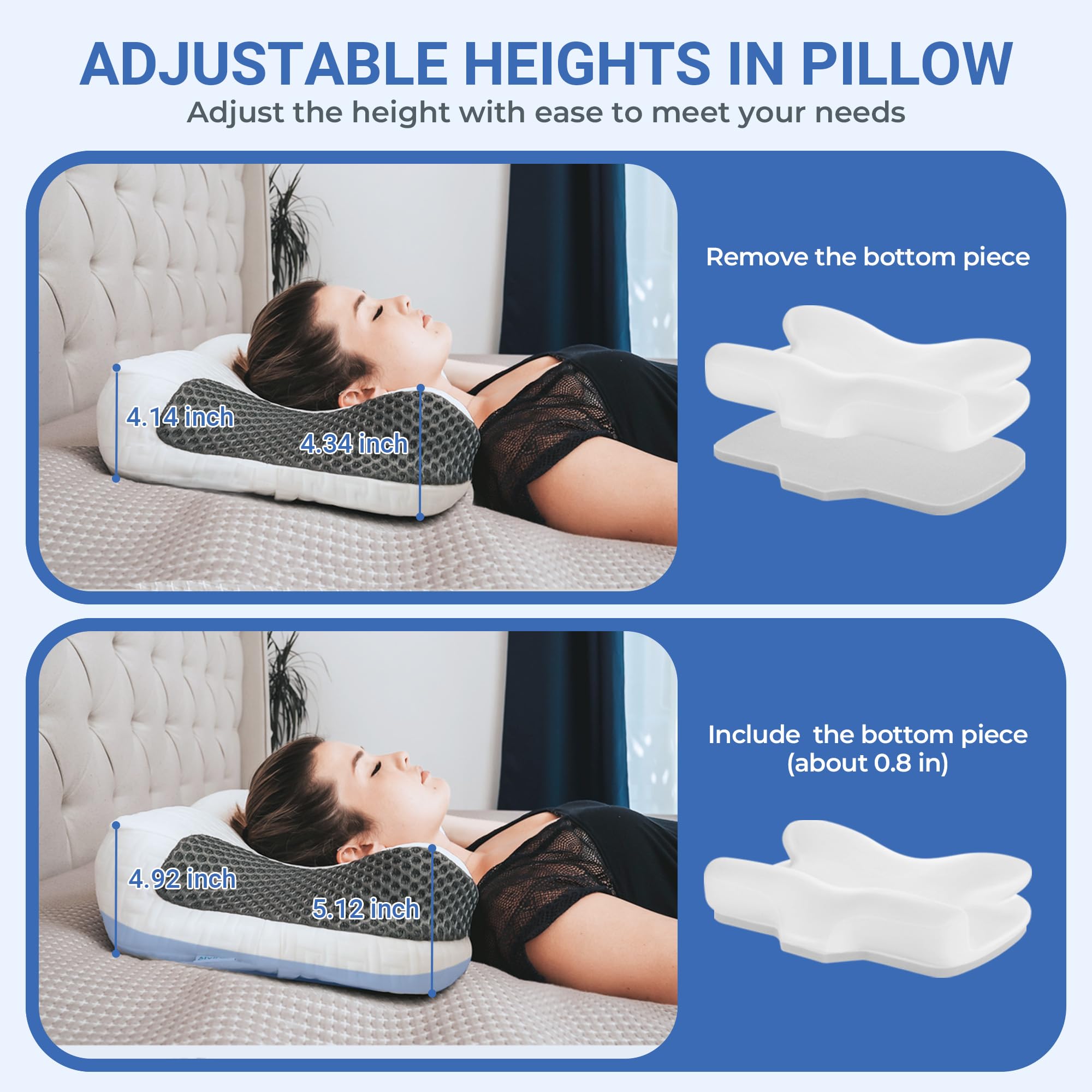 Elviros Memory Foam CPAP-Kissen für Seitenschläfer, Ergonomisches Höhen- und Härteverstellbares Nackenkissen für CPAP-Anwender, Kompatibel Mit Verschiedenen Masken, Seiten- Und Rückenschläfer