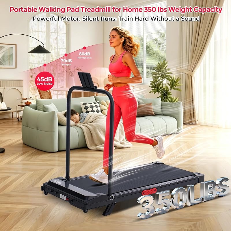 Portable Walking Pad Treadmill with Incline and Handle Bar for Home image 7