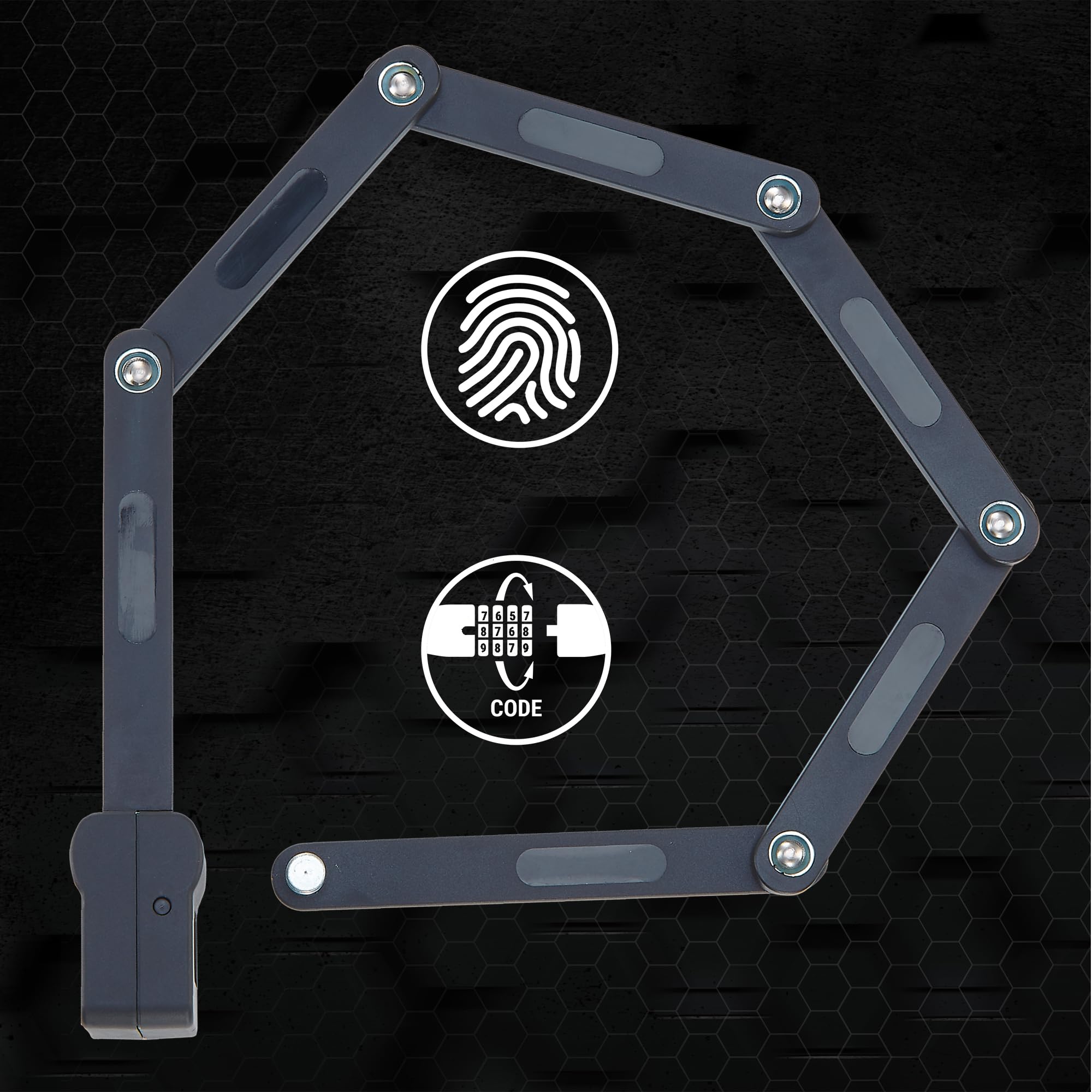 Prophete Antivol pliable avec empreinte digitale et porte-cadenas - Antivol de vélo avec haute protection contre les manipulations - Niveau de sécurité maximal 7 - Noir