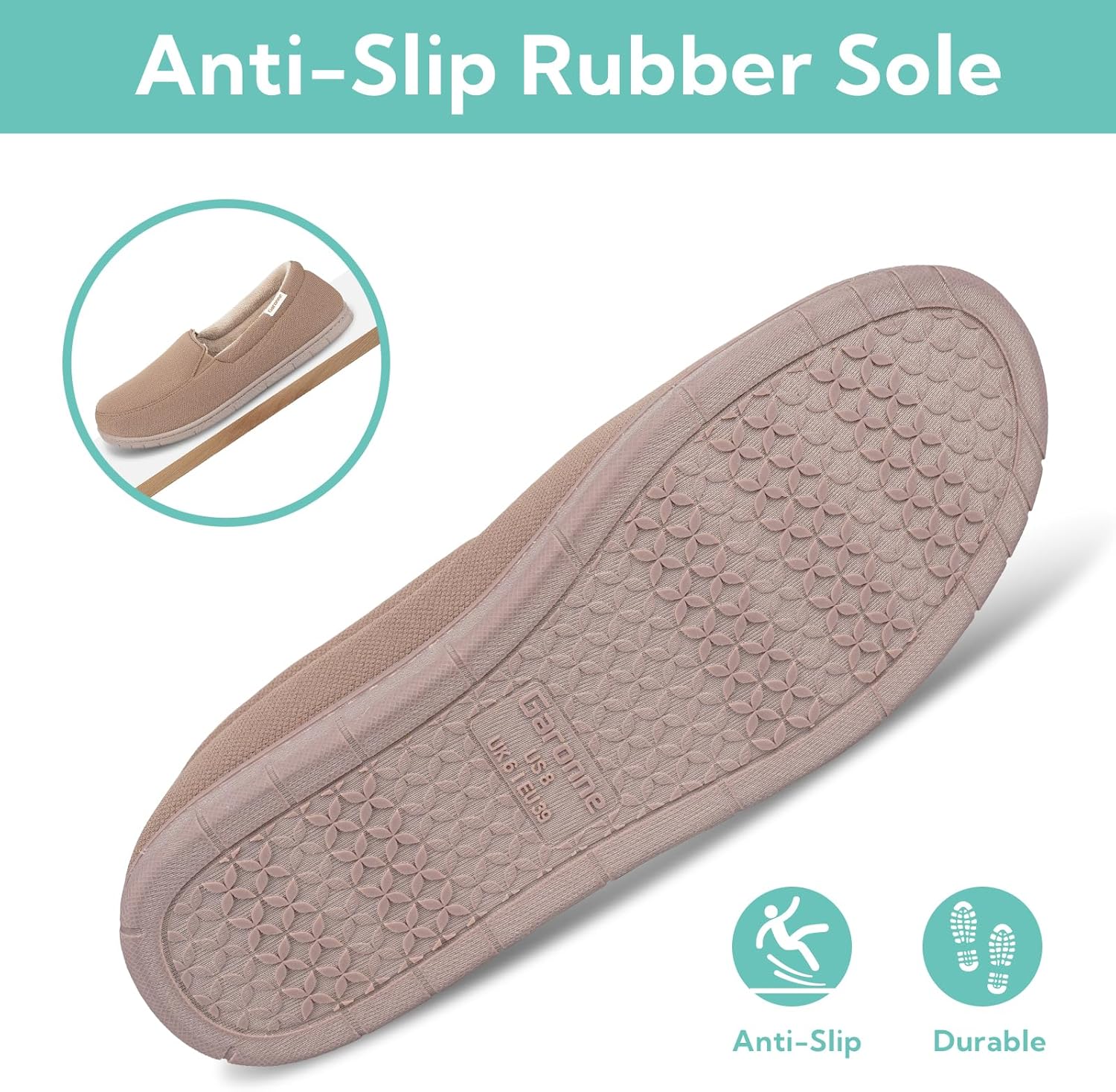 Garonne Women's Minimalist Loafer Slippers with Removable Cushioned Insole, Ladies' Non-Slip House Shoes for Bedroom Indoor Outdoor - Image 6