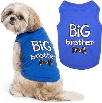 Parisian Pet Dog Shirt 100% Cotton Shirts for Medium Dogs Blue Sleeveless Puppy Clothes Lightweight and Breathable Dog Apparel Boy Big Brother Dogs Clothes - Stretchy Pet T Shirts