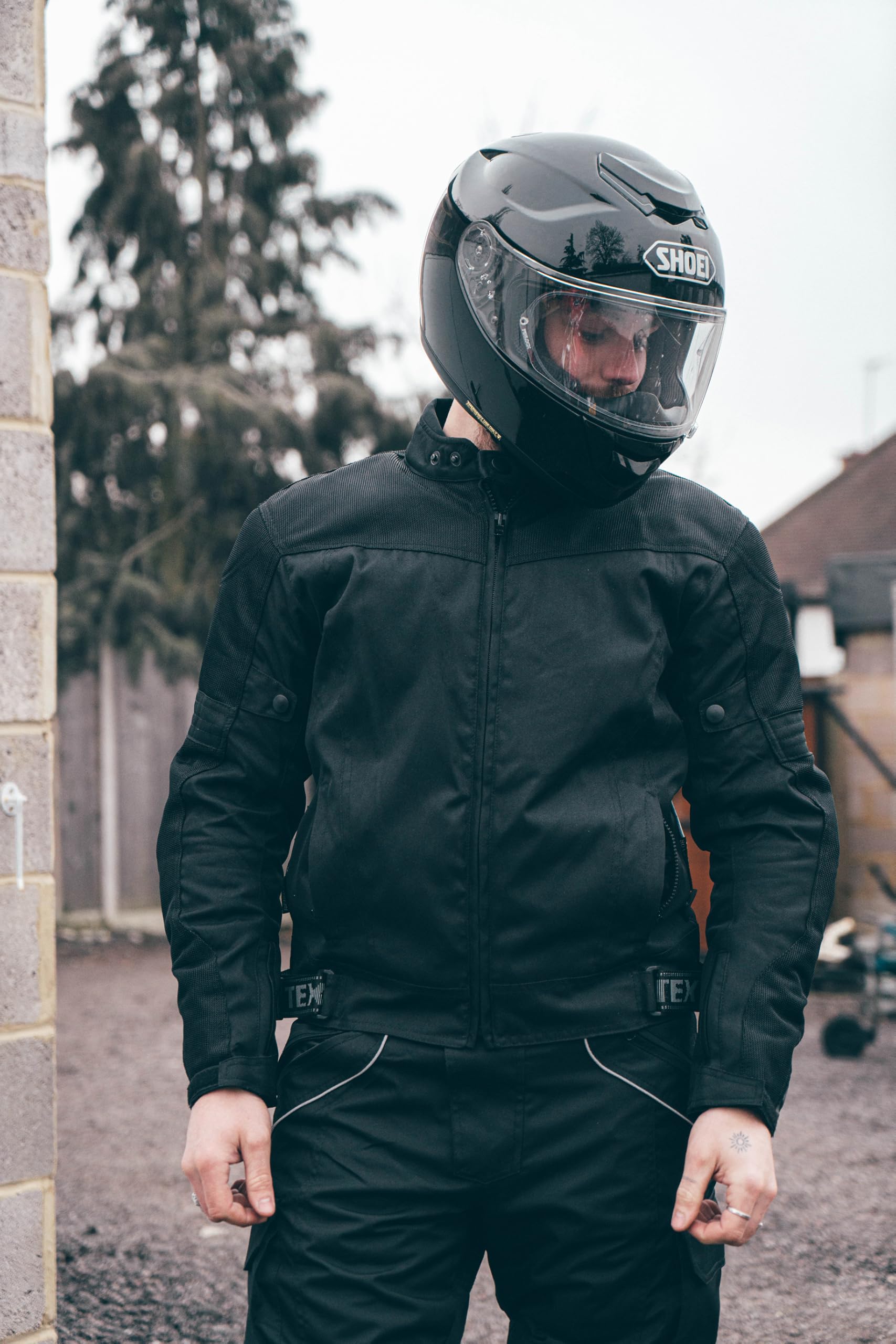 Texpeed Motorradjacke herren mit protektoren - Motorrad Motorroller Biker Wasserdicht Jacke Mit Rüstung (EN 1621-1) Schwarz - XL