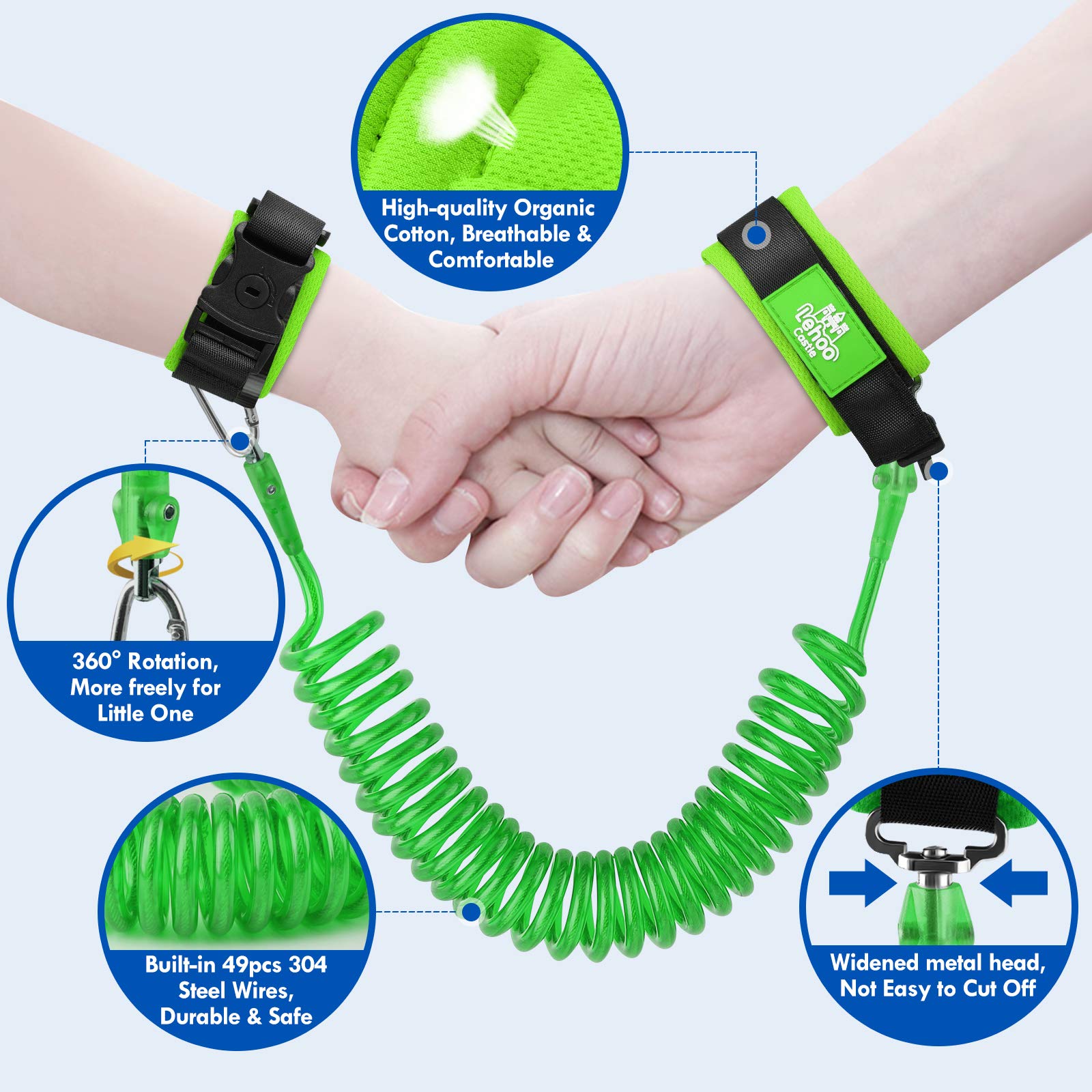 Bracciale Anti-Smarrimento Per Bambini - Cintura Di Sicurezza Con Cavo 2.5 M, Regolabile, Blu E Rosa - Foto 3