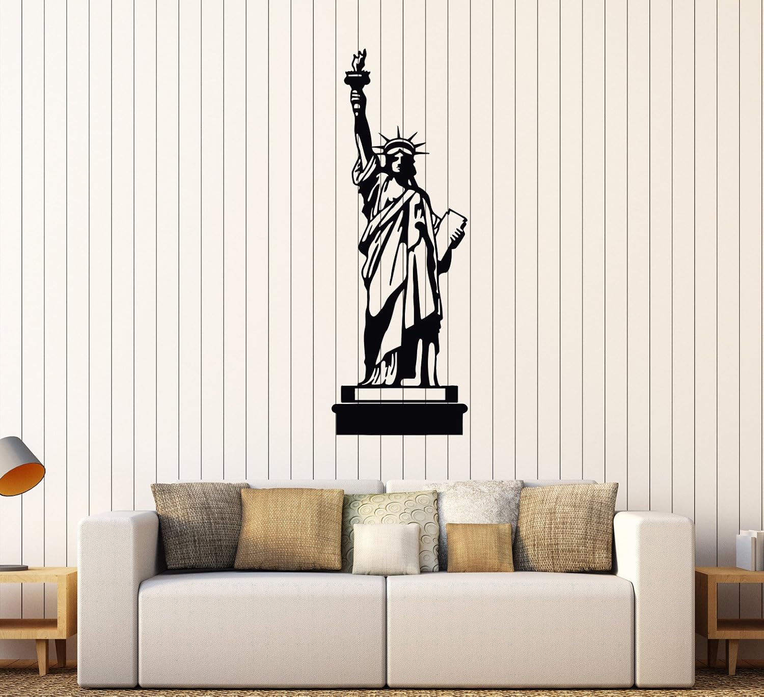 Vinyl Wall Decal Statue of Liberty USA Symbol United States Stickers Mural (449ig) Black