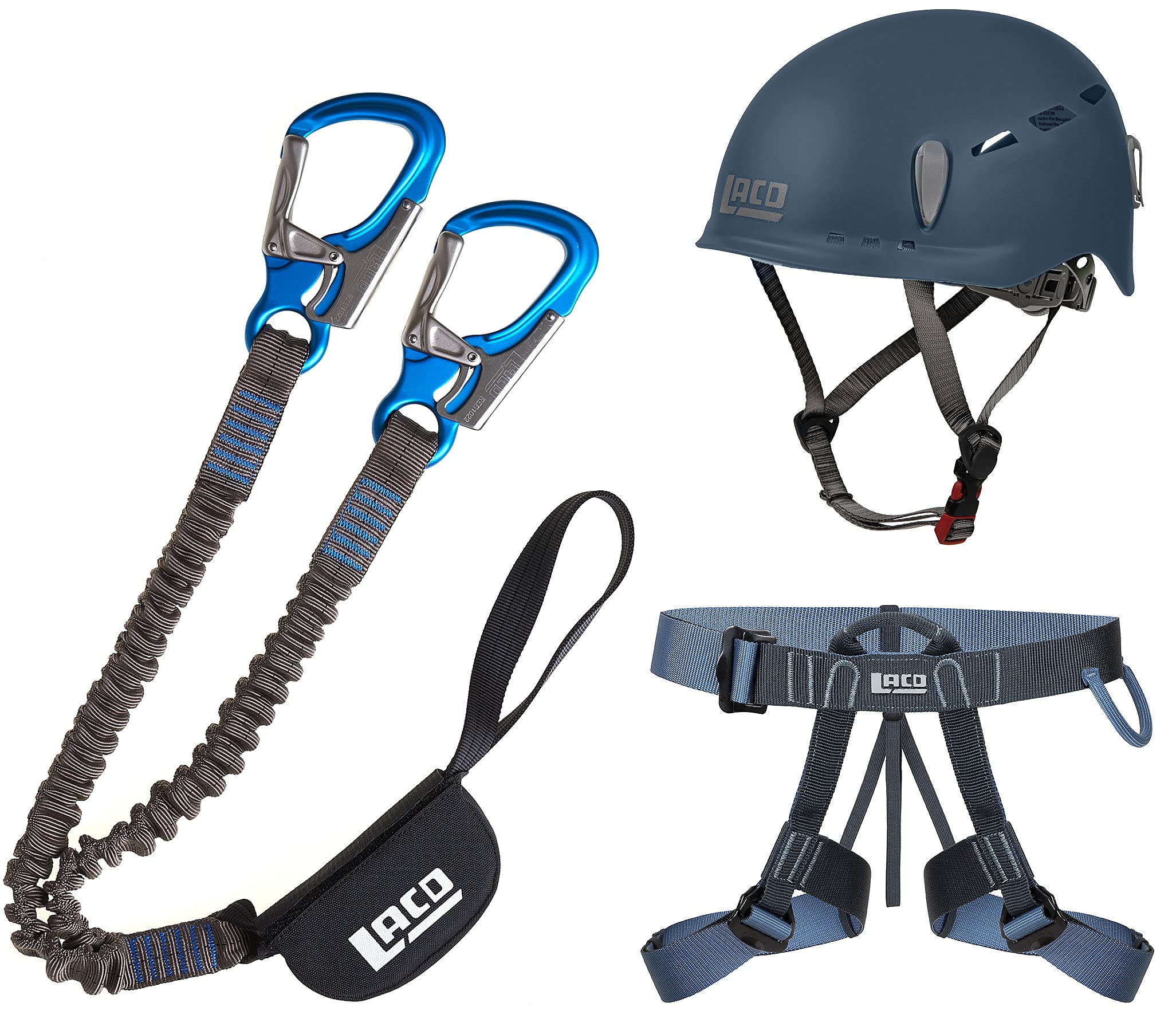 LACD Klettersteigset Pro Evo 3.0 Klettergurt Easy EXP Helm Protector 2.0 midnight navy