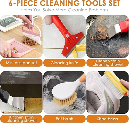 Miniatura 10 de Juego de escoba y recogedor con mango largo, resistente al viento con escoba, combo para el hogar, cocina, oficina, vestíbulo, uso en el suelo (rojo