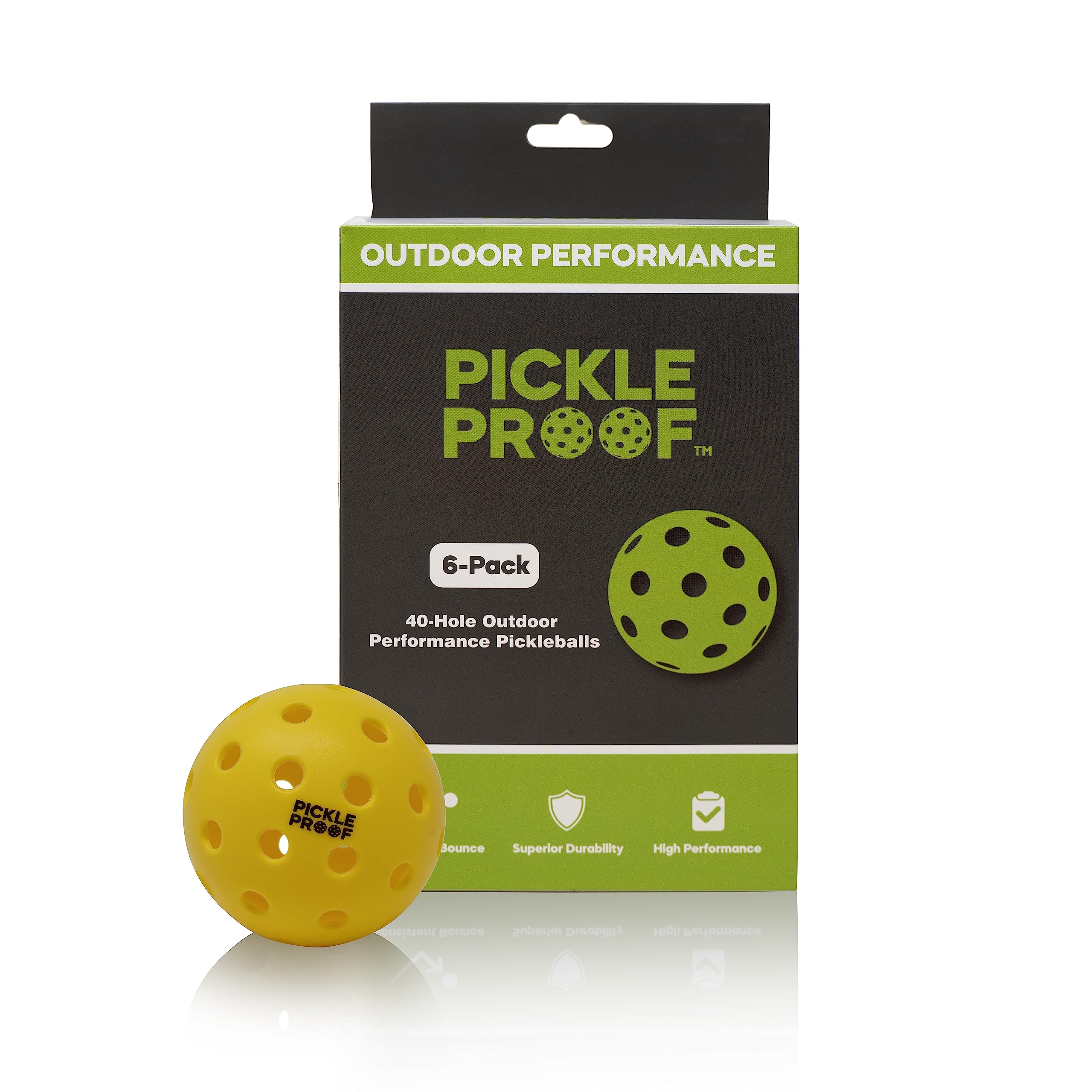 Pickle Proof Outdoor Pickleball Balls 6 Pack of Pickleballs Built to USAPA Specifications