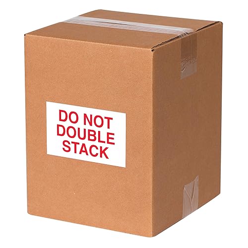 Miniatura 2 de Tape Logic Aviditi Tape Logic - Calcomanía de advertencia roja y blanca "Do Not Double Stack", de 3 x 5 pulgadas, para envío, manipulación, embalaje