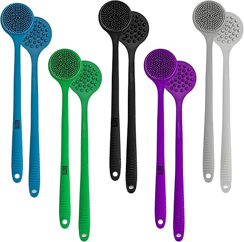 Miniatura 9 de Depurador de silicona flexible de mango largo para espalda y cuero cabelludo, cepillo de ducha de baño, masajeador de cuero cabelludo de champú,