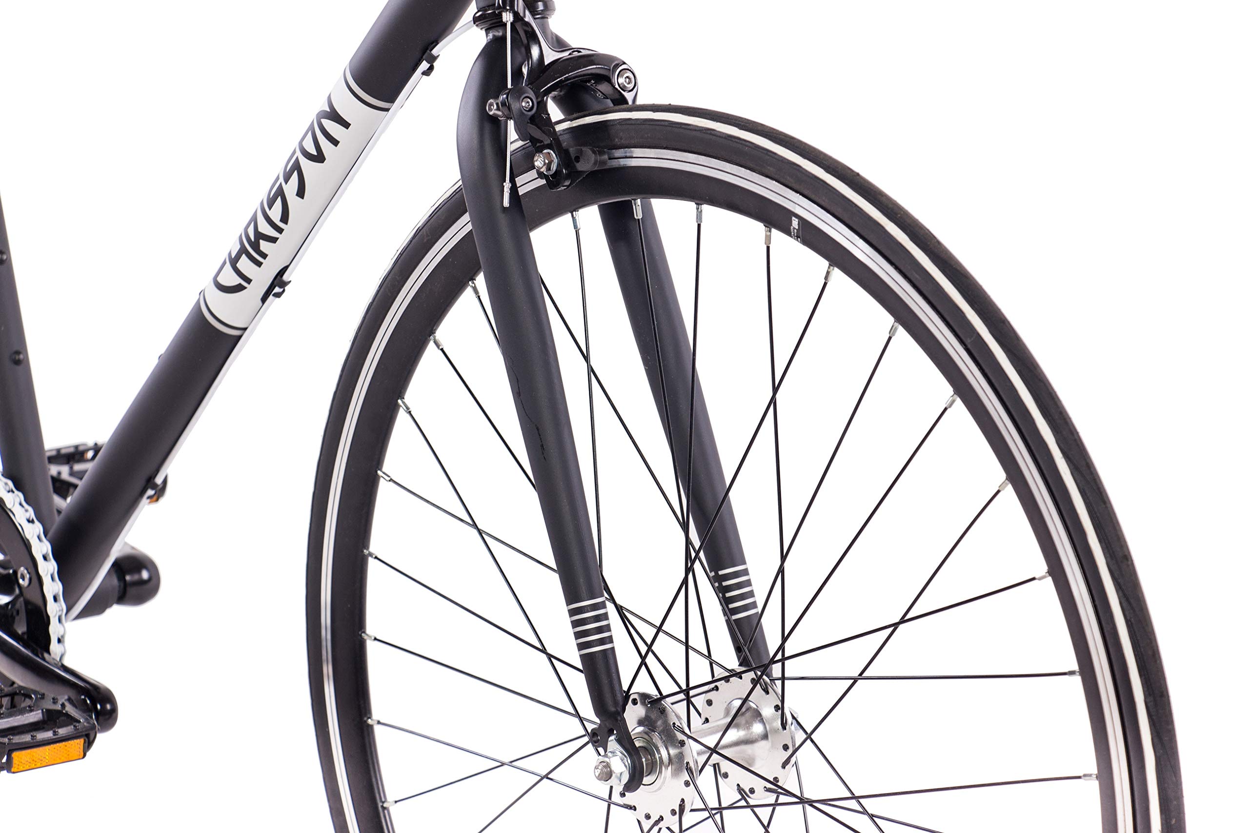 CHRISSON 28 Zoll Retro Rennrad Vintage Bike - Vintage Road N7 schwarz 59 cm mit 7 Gang Nexus Nabenschaltung, Urban Old School Fahrrad für Damen und Herren