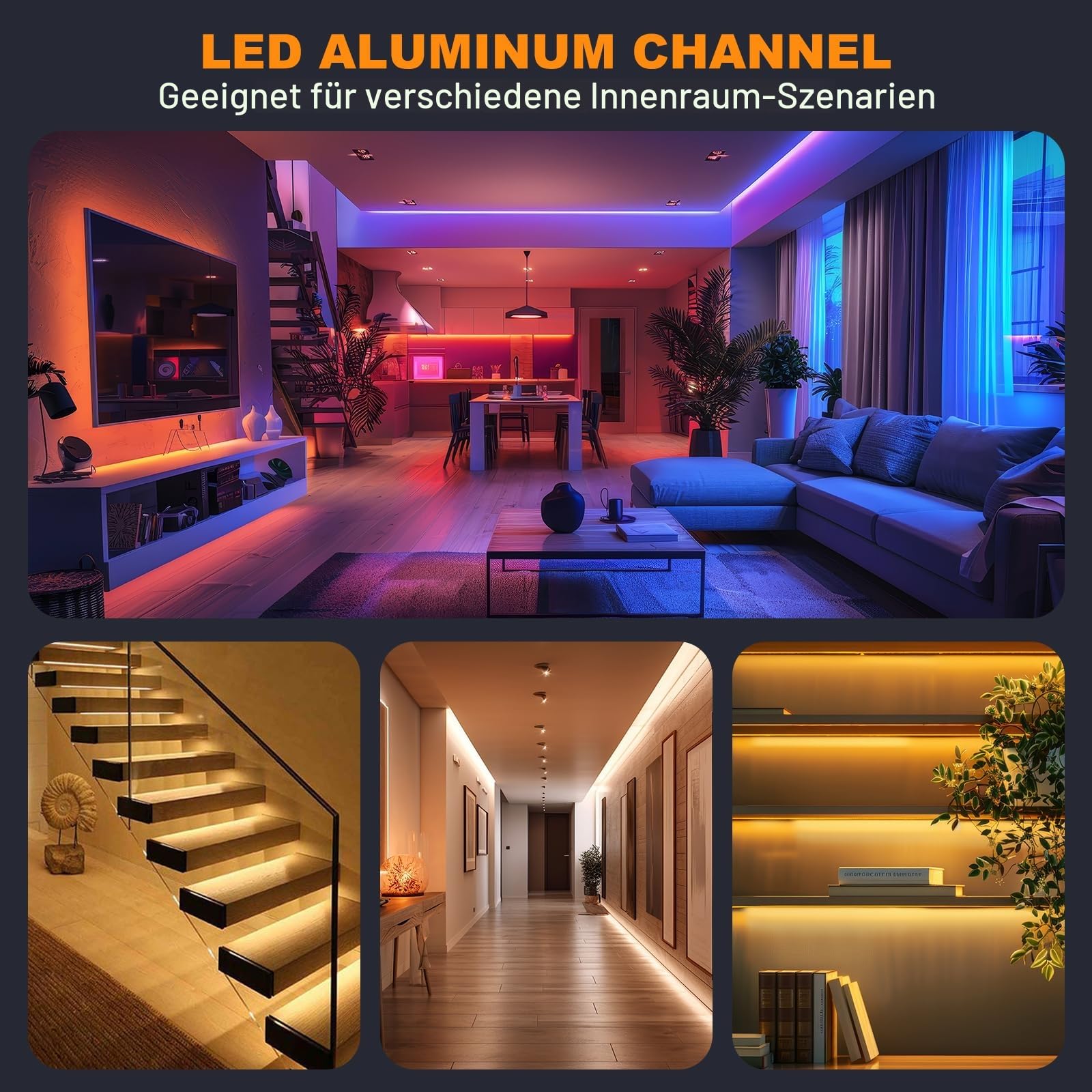 Chesbung LED Aluminium Profil für Led Streifen/Stripes/Strip, 6X1m V Form Aluprofil Eckprofil Alu Profile, Leiste Kanal Diffusor with Milchig Weißer Abdeckung, Montageclips und 45 Grad Eckverbindern