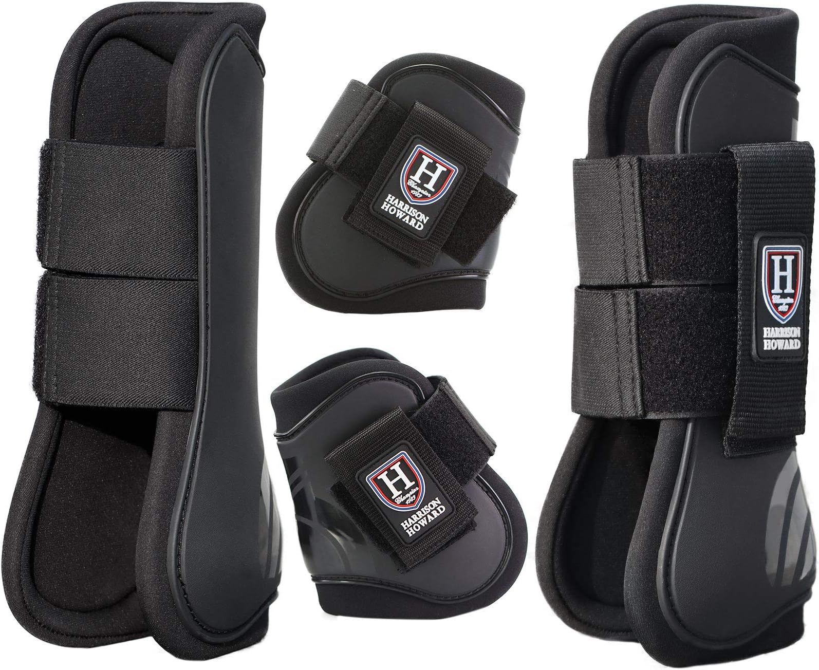 Harrison Howard Carenetic Horse Tendon Boots Open Front/Fetlock Boot for Horse Set of 4