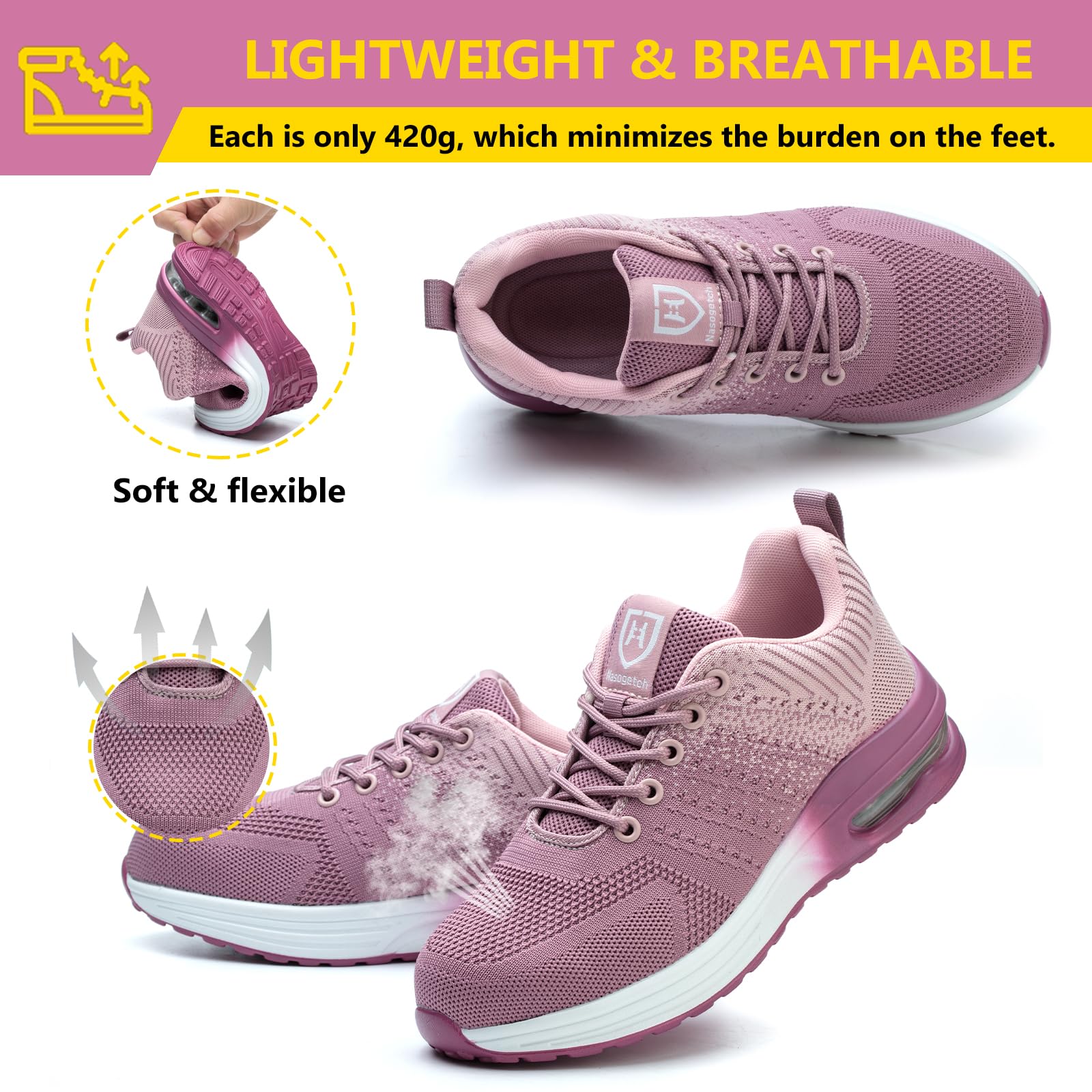Baofular Scarpe Antinfortunistiche Uomo Donna Leggere Scarpe da Lavoro Comode Scarpe Sicurezza Antiscivolo Traspiranti