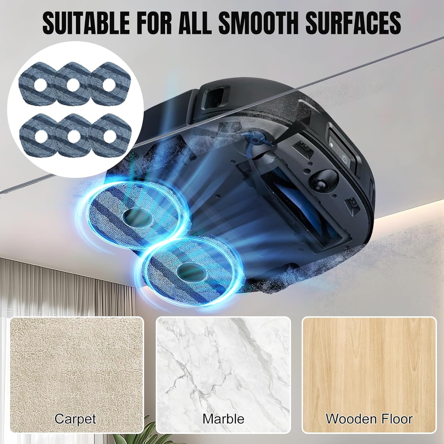 6 Pcs Washable Mop Cloths for Eufy X10 Pro Omni for eufy X9 Pro Robot Vacuums, Soft Replacement Mopping Pads