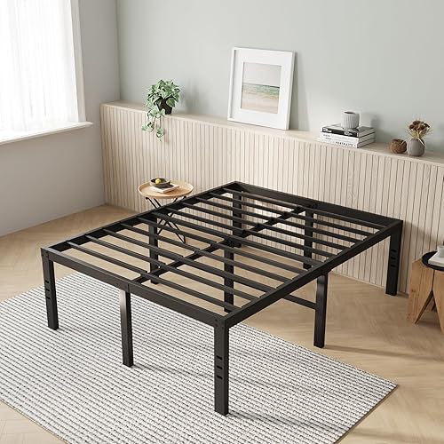 Miniatura 44 de Novilla - Base de cama matrimonial, plataforma de metal de 14 pulgadas, con espacio de almacenamiento debajo de la cama, soporte de listones de