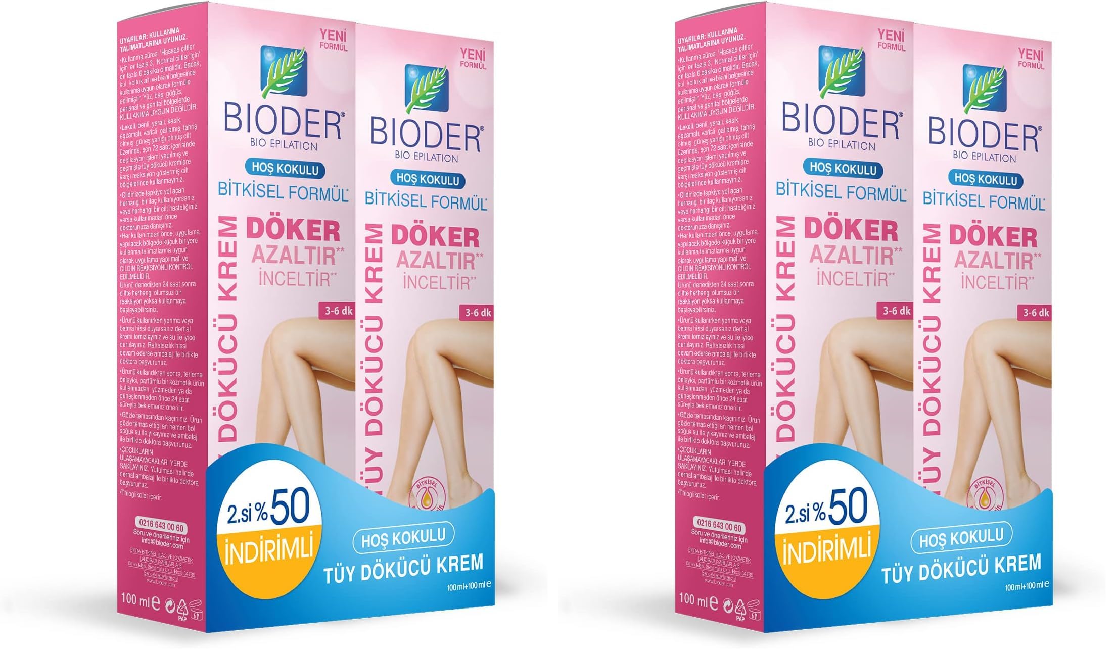 Bioder Tüy Dökücü Krem Bio-Epilation Kadınlar için 100 ml 2 Adet (2 paketi)
