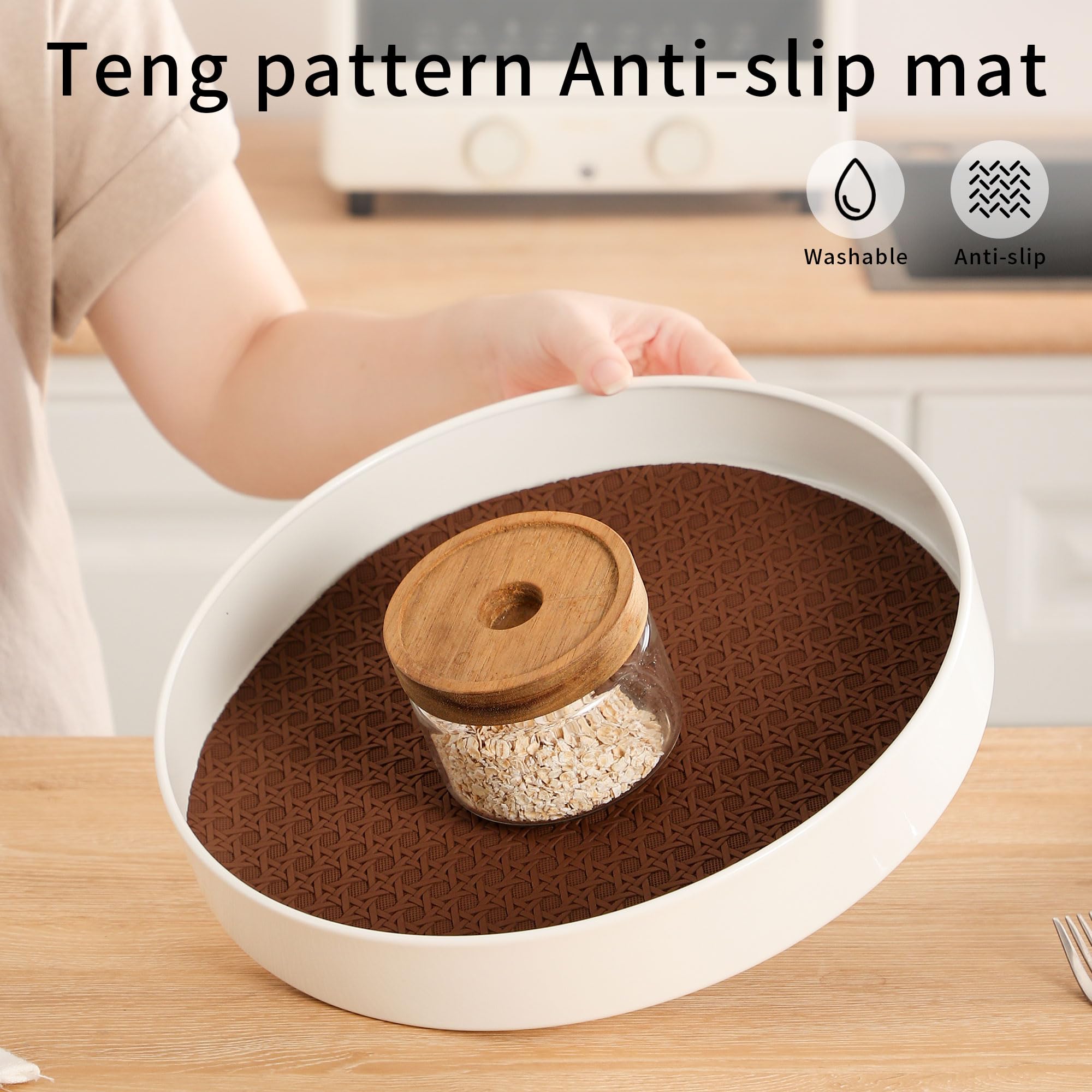 Plateau tournant Lazy Susan antidérapant, pivotant à 360 degrés, noir avec surface texturée (noir, 25,4 cm + 30,5 cm)
