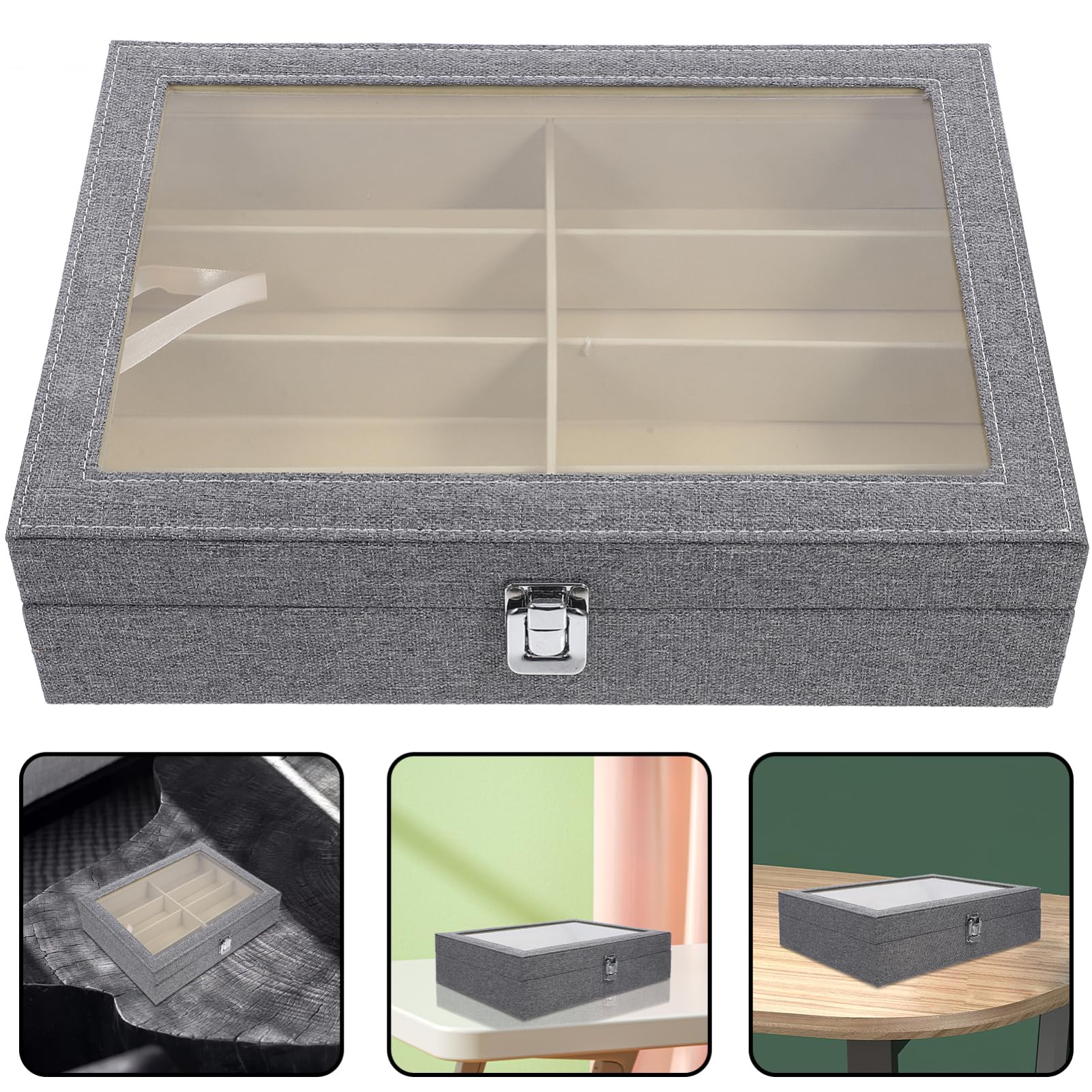 Vaguelly Caja para Guardar Gafas Ranuras de Exhibicion Organizador de Gafas de Sol Estuche Transparente para Tienda o Hogar
