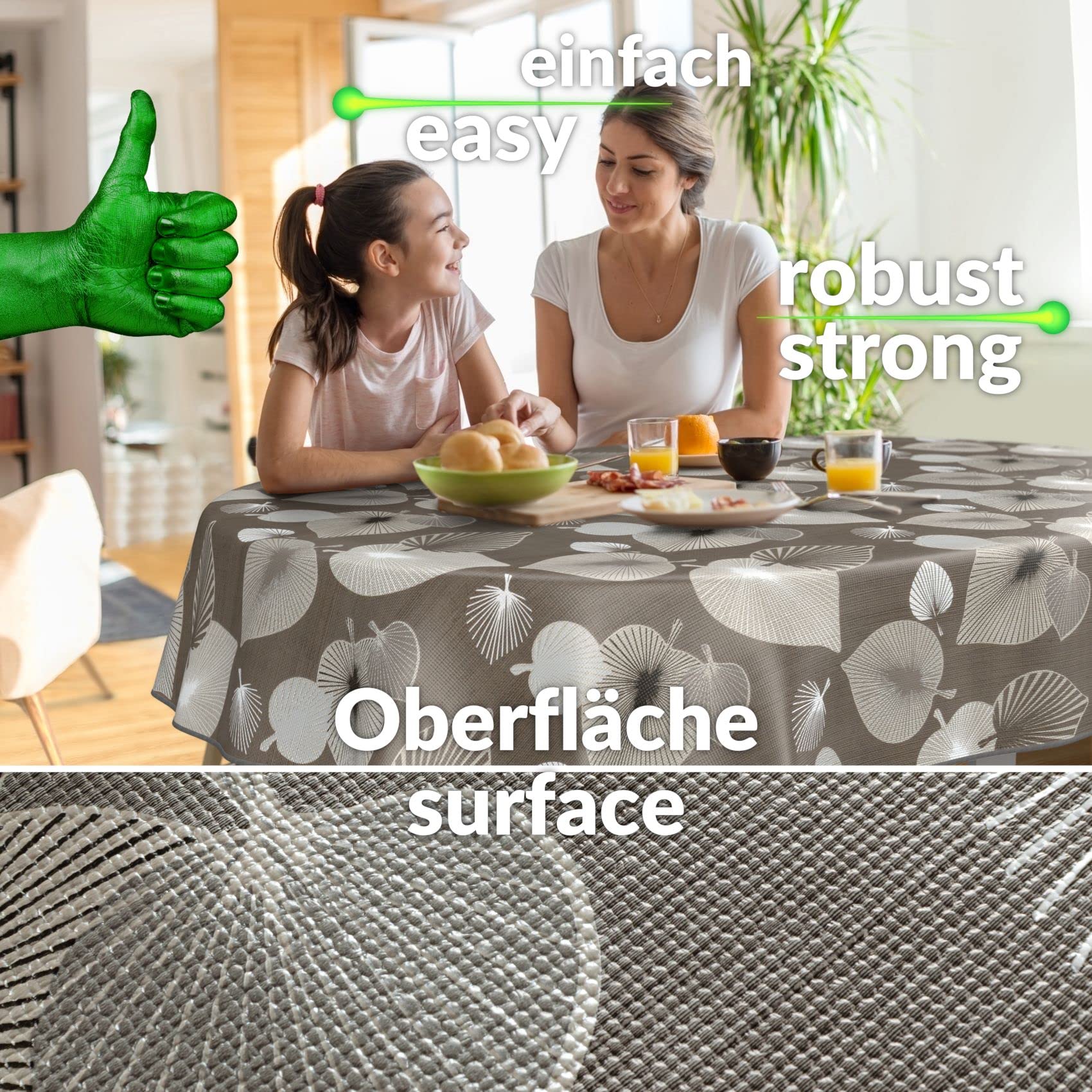ANRO Nappe en Toile cirée, Lavable, pour Table de Jardin, extérieur et intérieur, Bord coupé, à Carreaux, Noire, 200 x 140 cm
