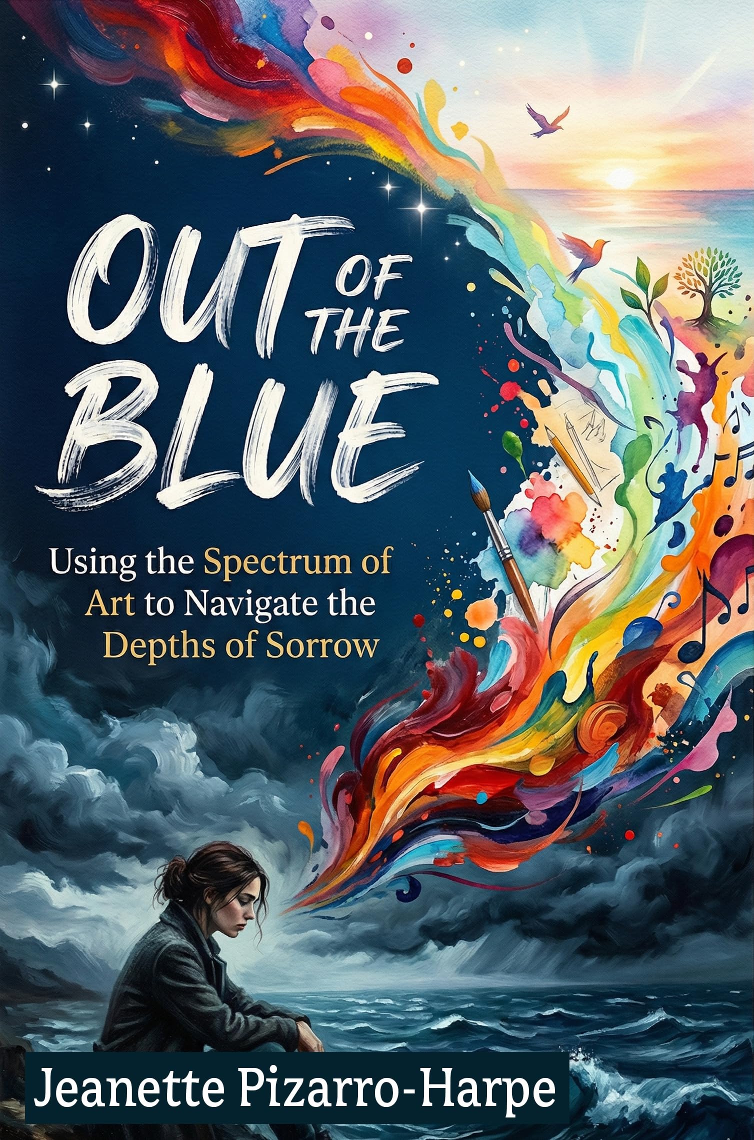 Livre Out of the Blue vaincre la souffrance psychologique par l'art thérapie