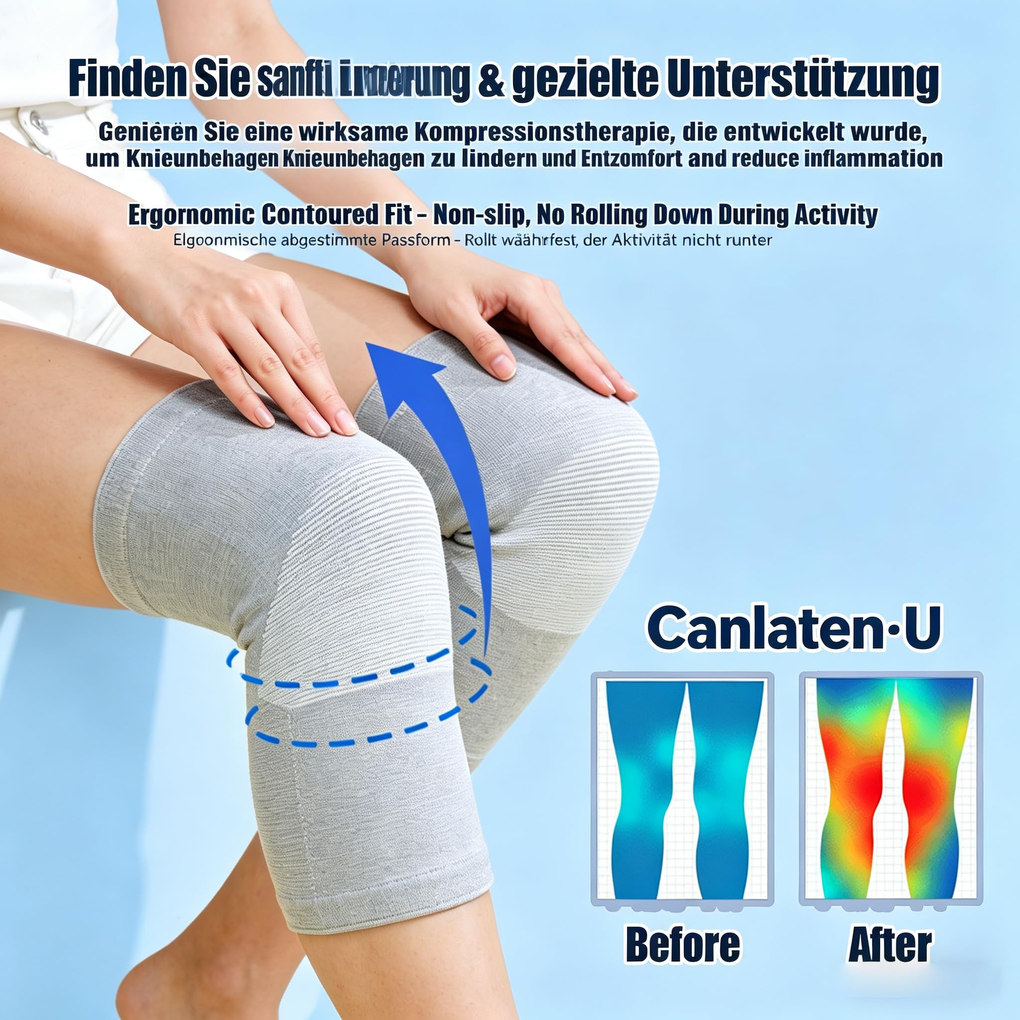 Kniebandage für Männer Damen - Bambus Kompressionsbandage für Arthrose Athletics Sportbandage Kniestütze - Elastische Braces Pads Warmer Schutz Knie Unterstützung 1 Paar (Grau, XL)